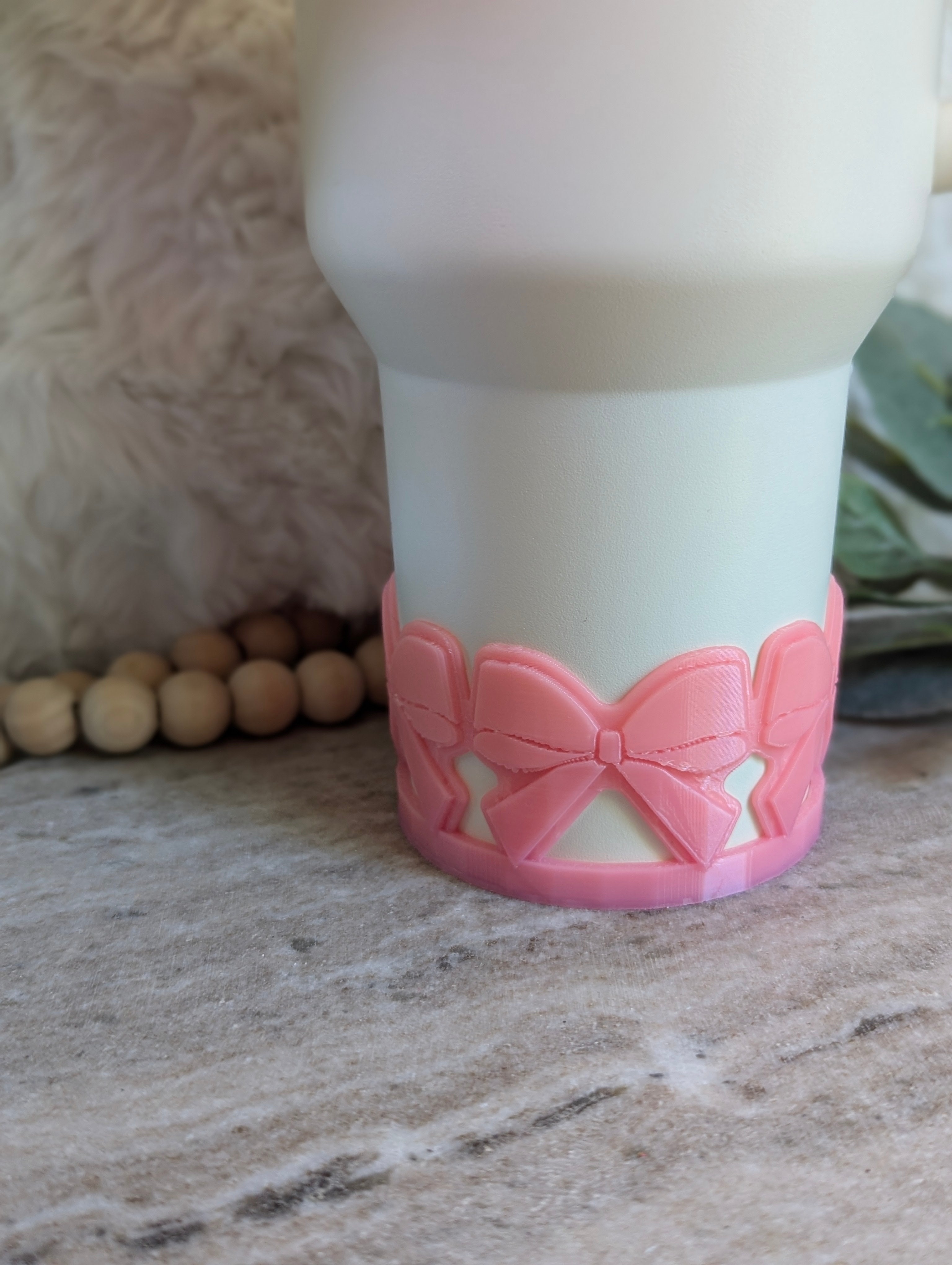 Pink Bow Tumbler or Water Bottle Boot - 3D Printed  Sleeve