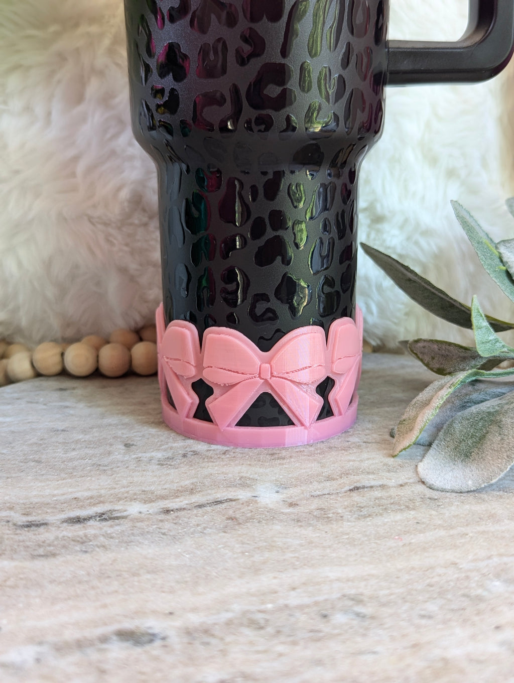 Pink Bow Tumbler or Water Bottle Boot - 3D Printed  Sleeve