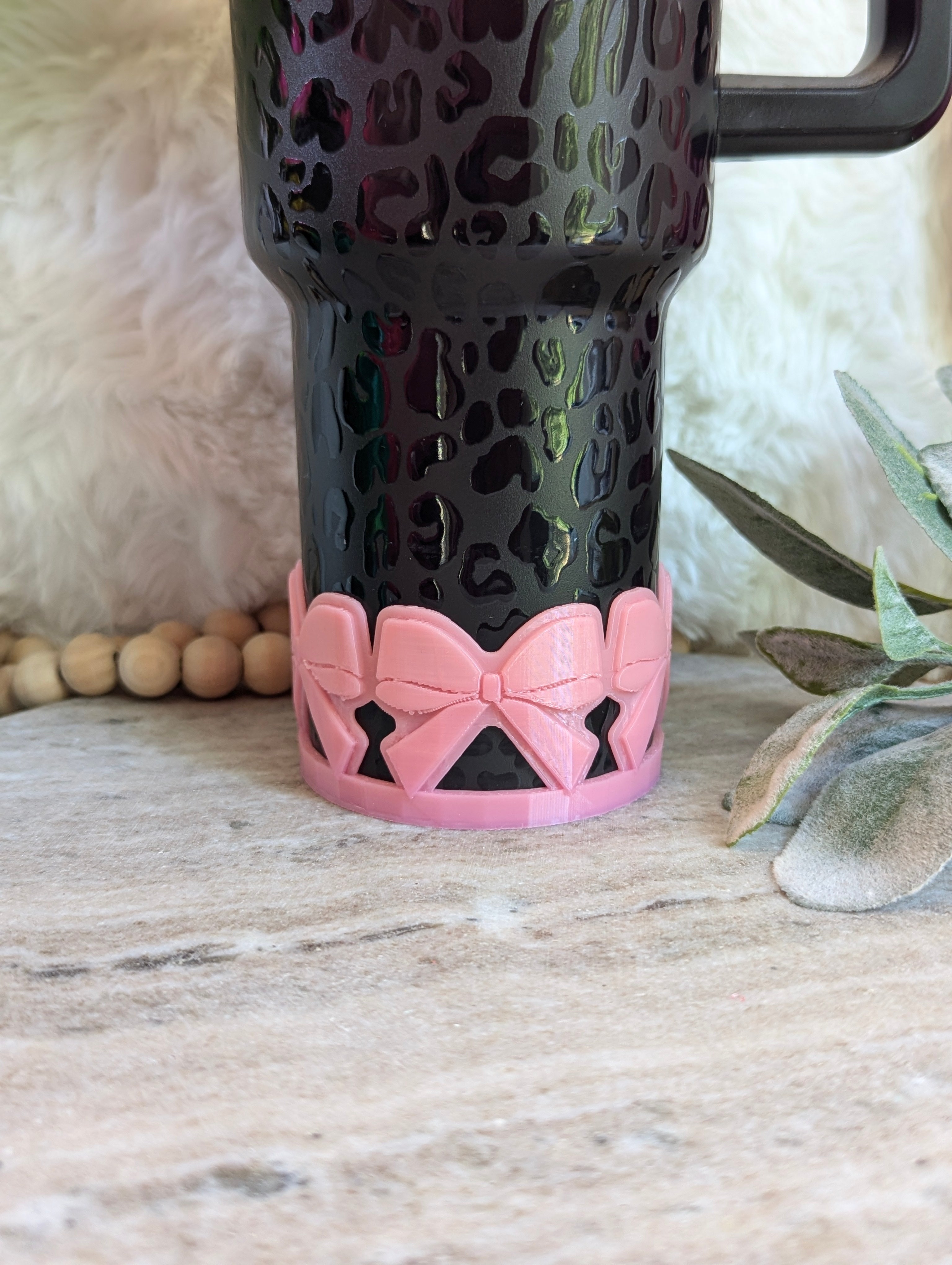 Pink Bow Tumbler or Water Bottle Boot - 3D Printed  Sleeve