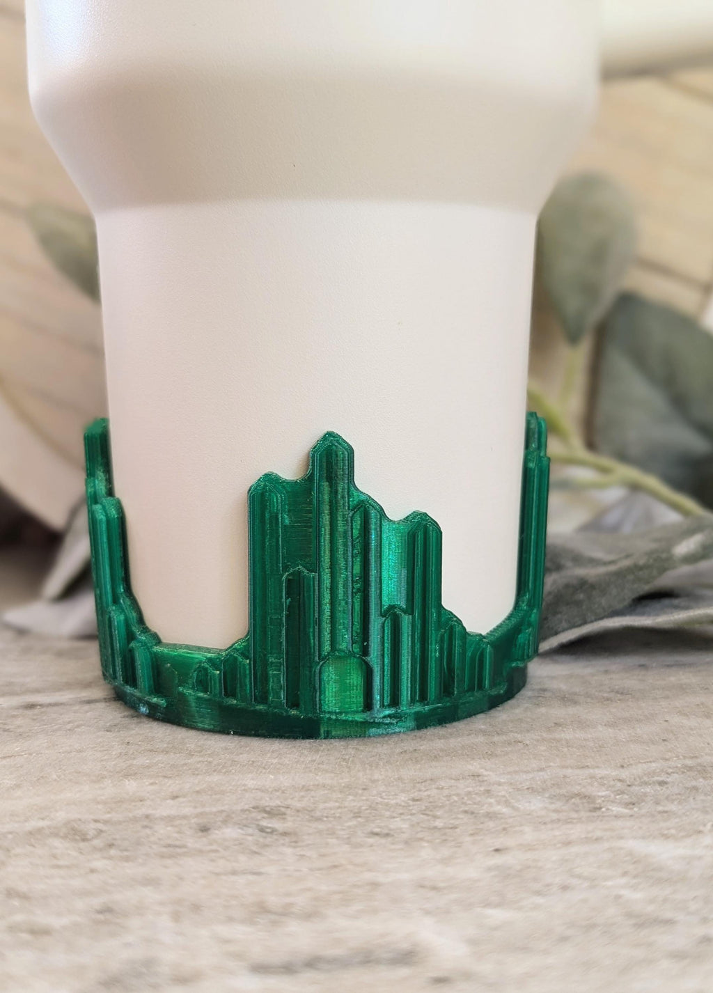 Emerald Color City Tumbler Boot or Bow Handle Cuff for Tumbler Boot Sleeve, 3D Printed, Protective, Wicked Good Witch Glass Castle