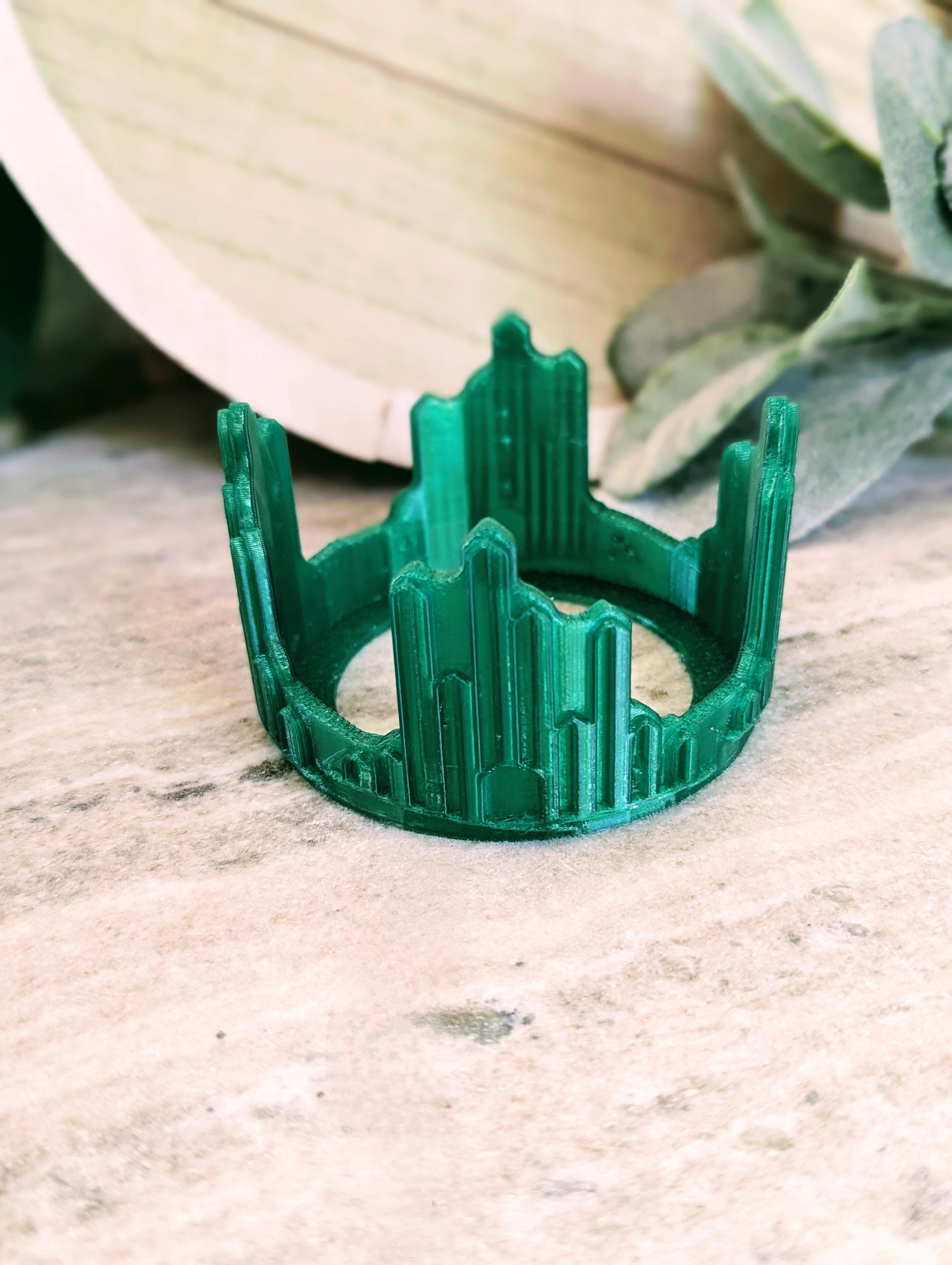 Emerald Color City Tumbler Boot or Bow Handle Cuff for Tumbler Boot Sleeve, 3D Printed, Protective, Wicked Good Witch Glass Castle
