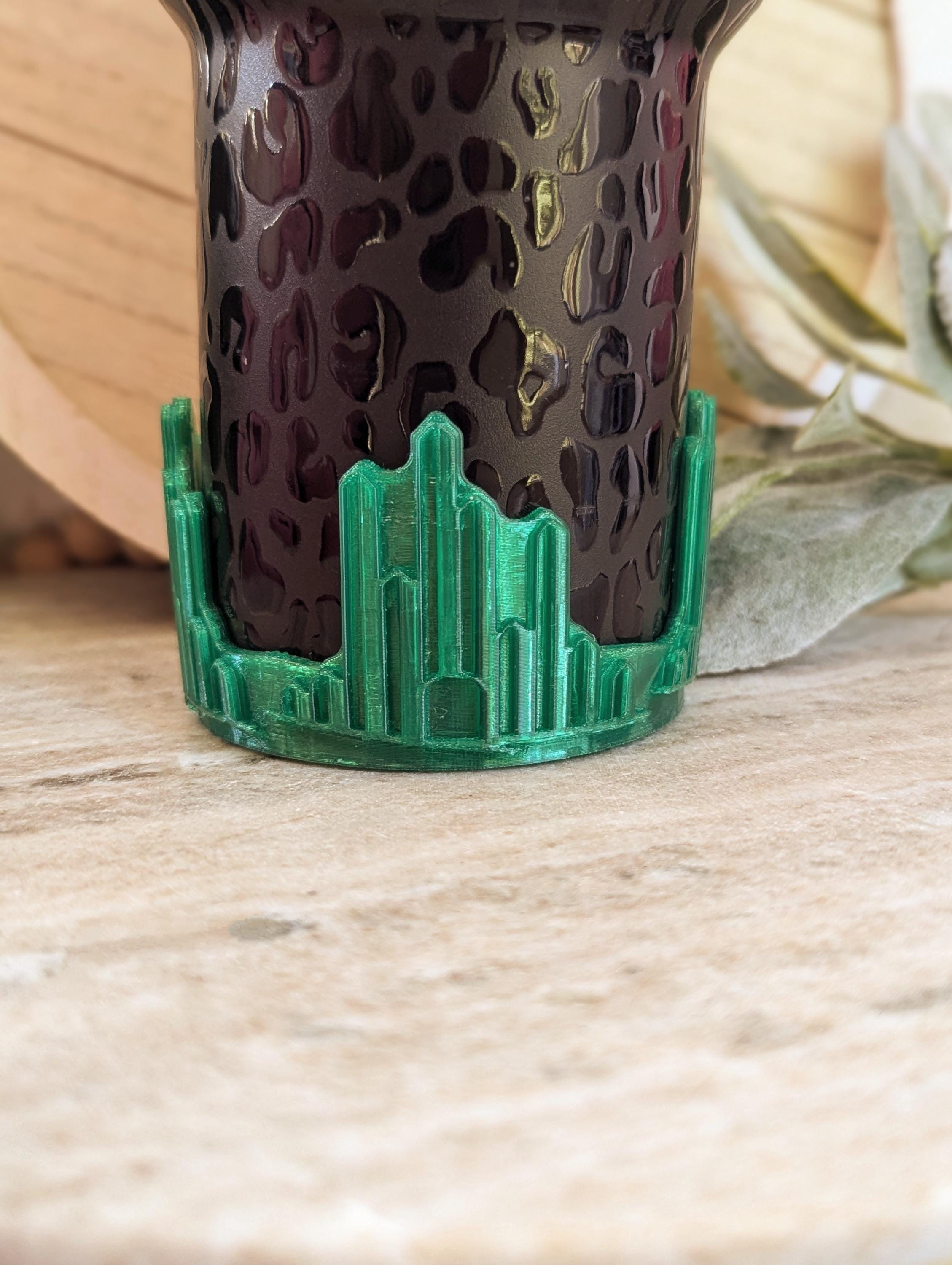 Emerald Color City Tumbler Boot or Bow Handle Cuff for Tumbler Boot Sleeve, 3D Printed, Protective, Wicked Good Witch Glass Castle