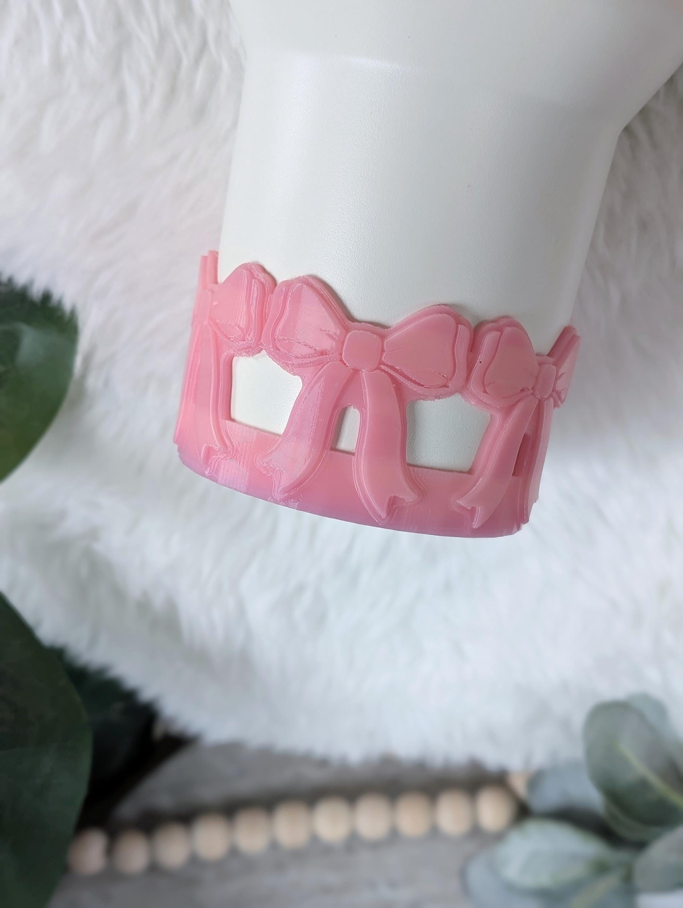 Pink Coquette Ribbon Bow Tumbler Boot, 40oz Stanley, Bow Sleeve for Boot, 3D Printed, Protective Boot for Tumbler bottom Accessories