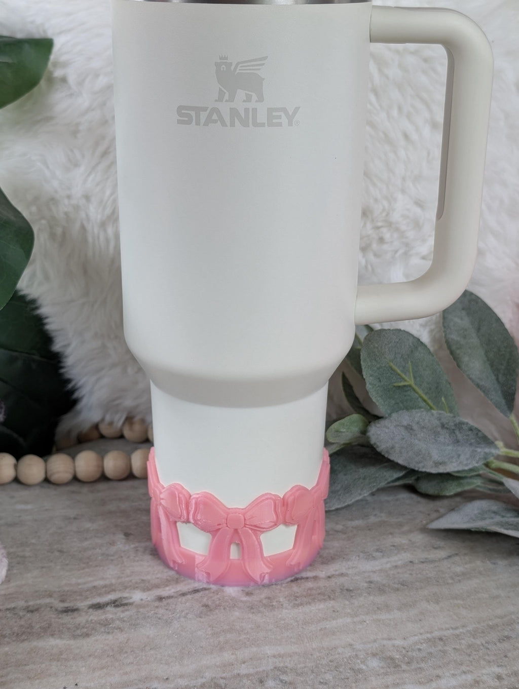 Pink Coquette Ribbon Bow Tumbler Boot, 40oz Stanley, Bow Sleeve for Boot, 3D Printed, Protective Boot for Tumbler bottom Accessories