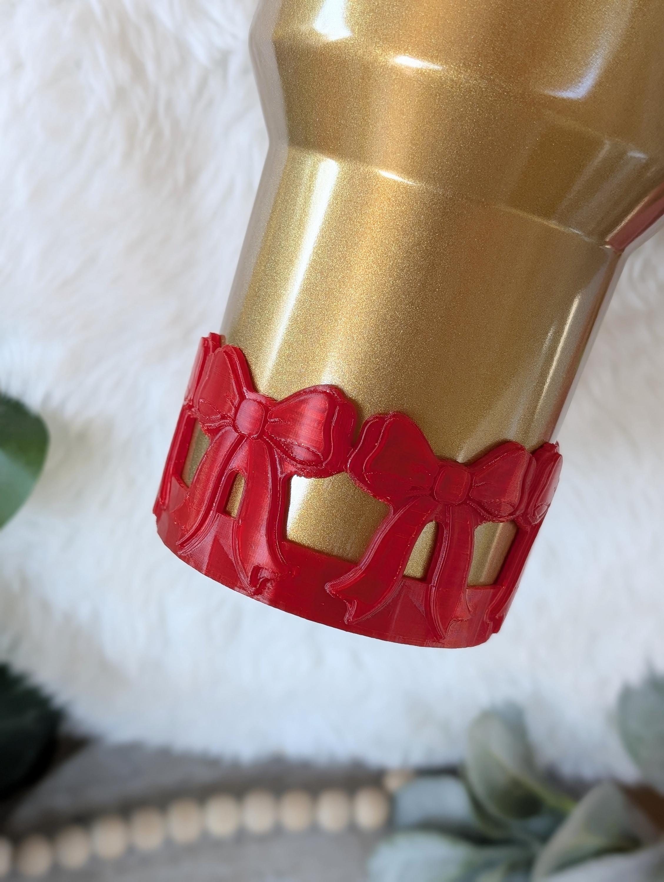 Red Coquette Ribbon Bow Tumbler Boot, 14 30 40oz Stanley, Bow Sleeve for Boot, 3D Printed, Protective Boot for Tumbler bottom Accessories