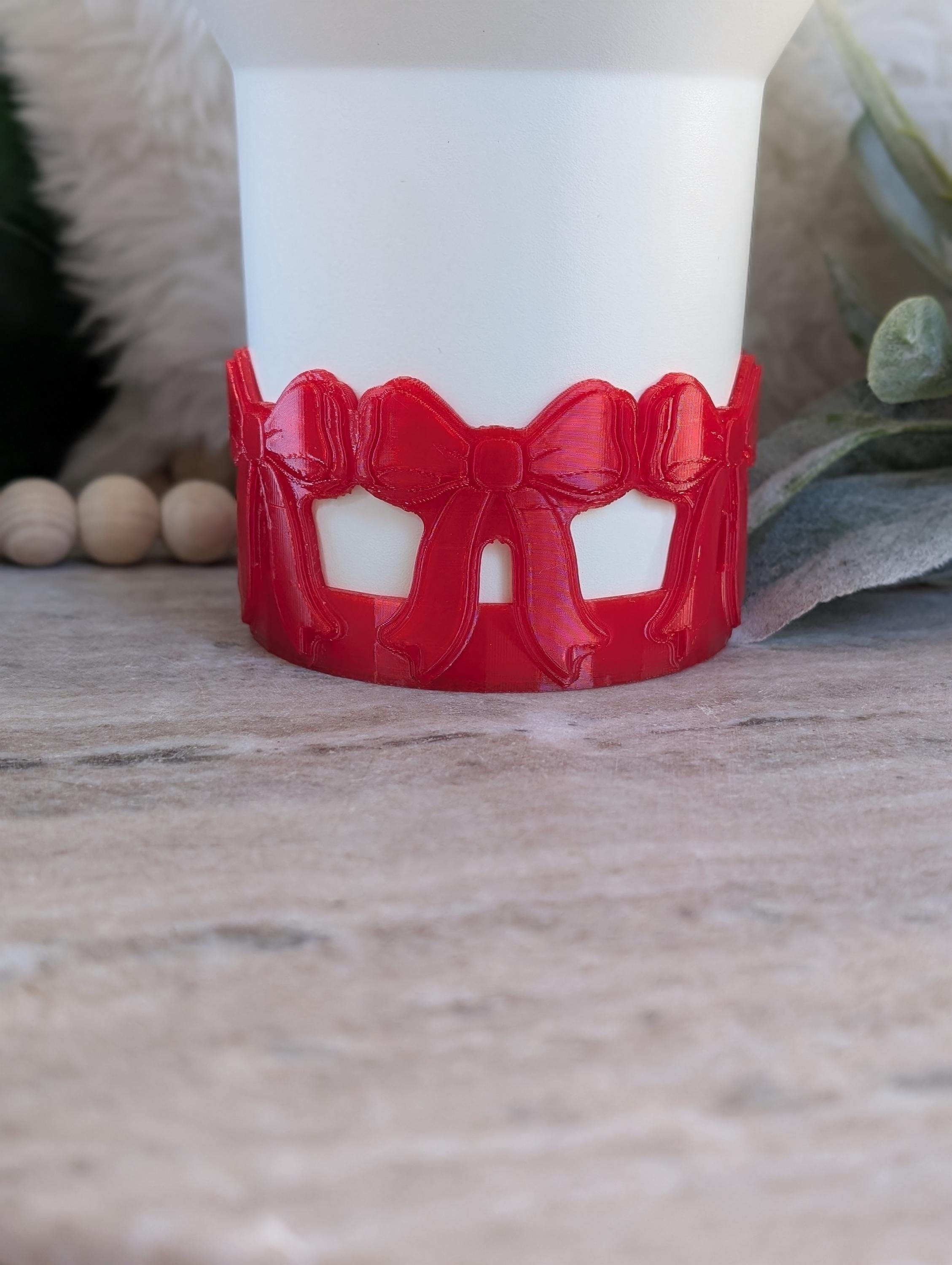 Red Coquette Ribbon Bow Tumbler Boot, 14 30 40oz Stanley, Bow Sleeve for Boot, 3D Printed, Protective Boot for Tumbler bottom Accessories