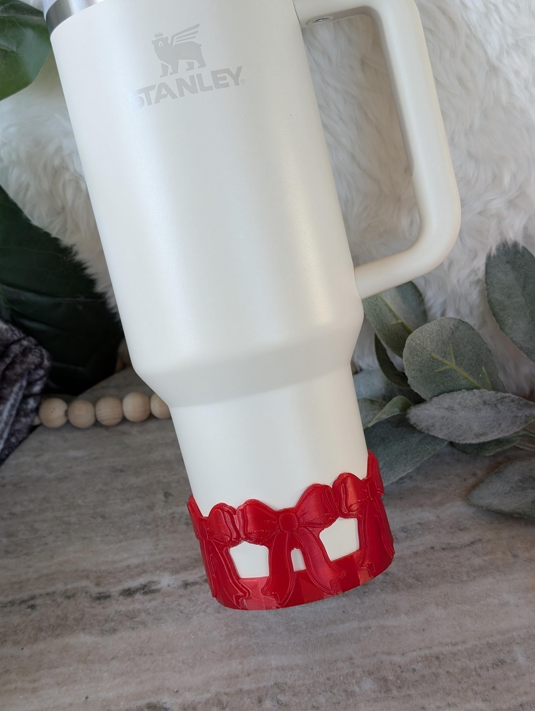 Red Coquette Ribbon Bow Tumbler Boot, 14 30 40oz Stanley, Bow Sleeve for Boot, 3D Printed, Protective Boot for Tumbler bottom Accessories