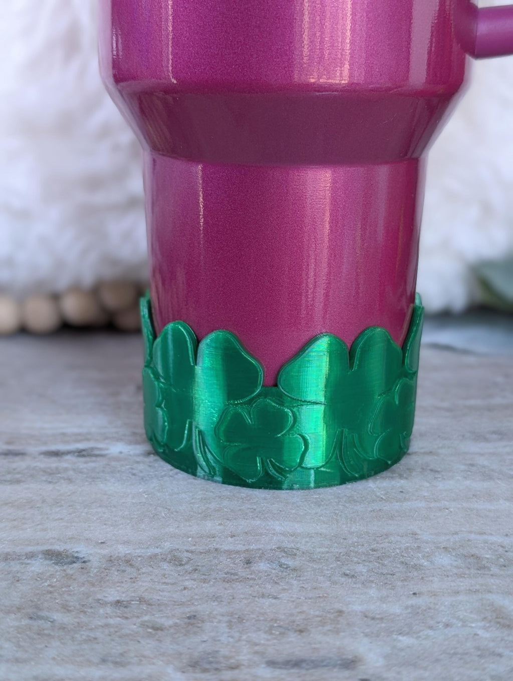 Shamrock Four Leaf Clover Tumbler Boot, Stanley, Emerald Sleeve for Tumbler, Tumbler Boot Sleeve, 3D Printed Protective boot for Stanley Cup