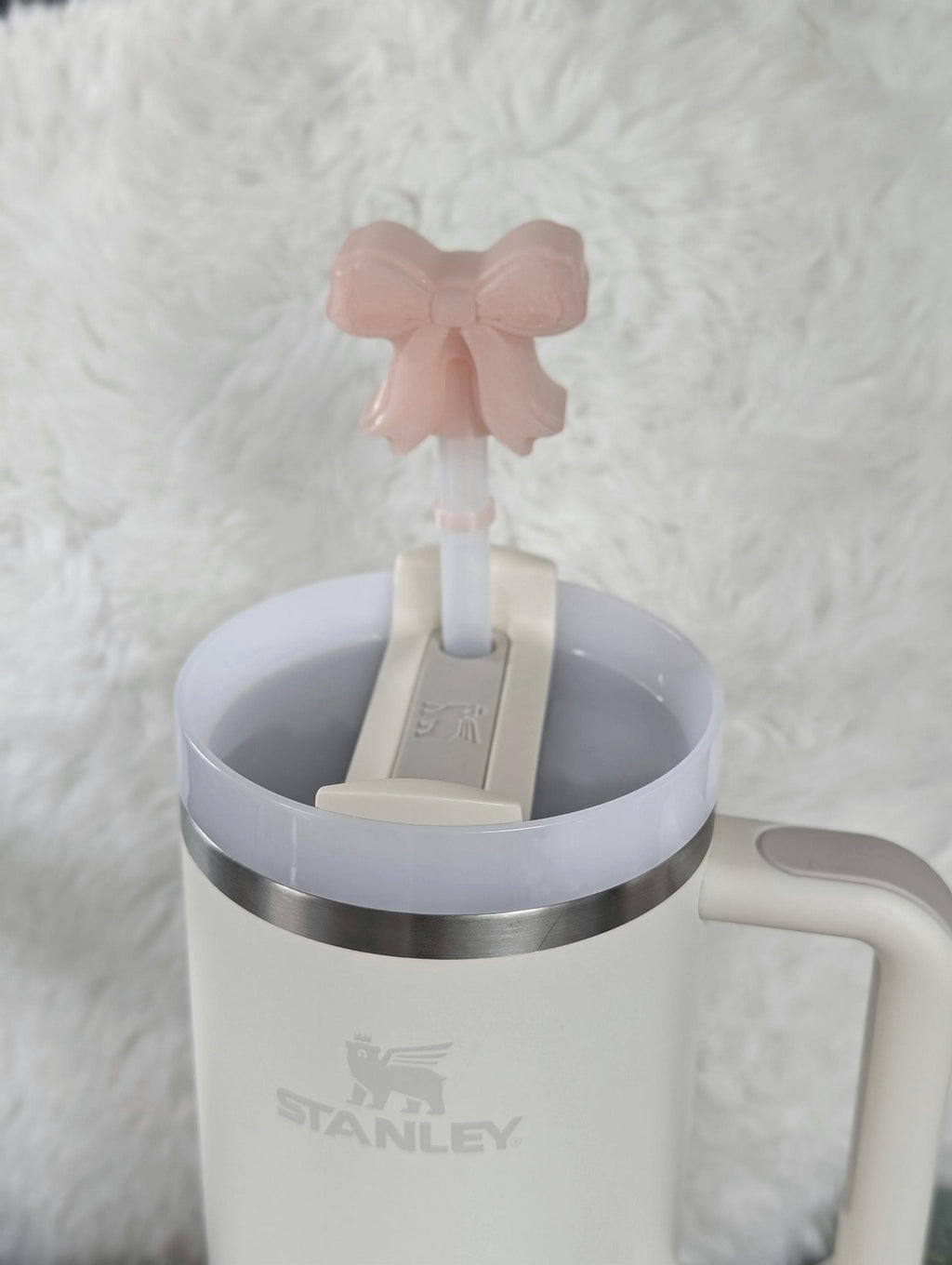 Light Pink Coquette Ribbon Bow Straw Cap Cover for Stanley Tumbler Accessories for Straw Topper Decor Cup 10mm Straw Buddy