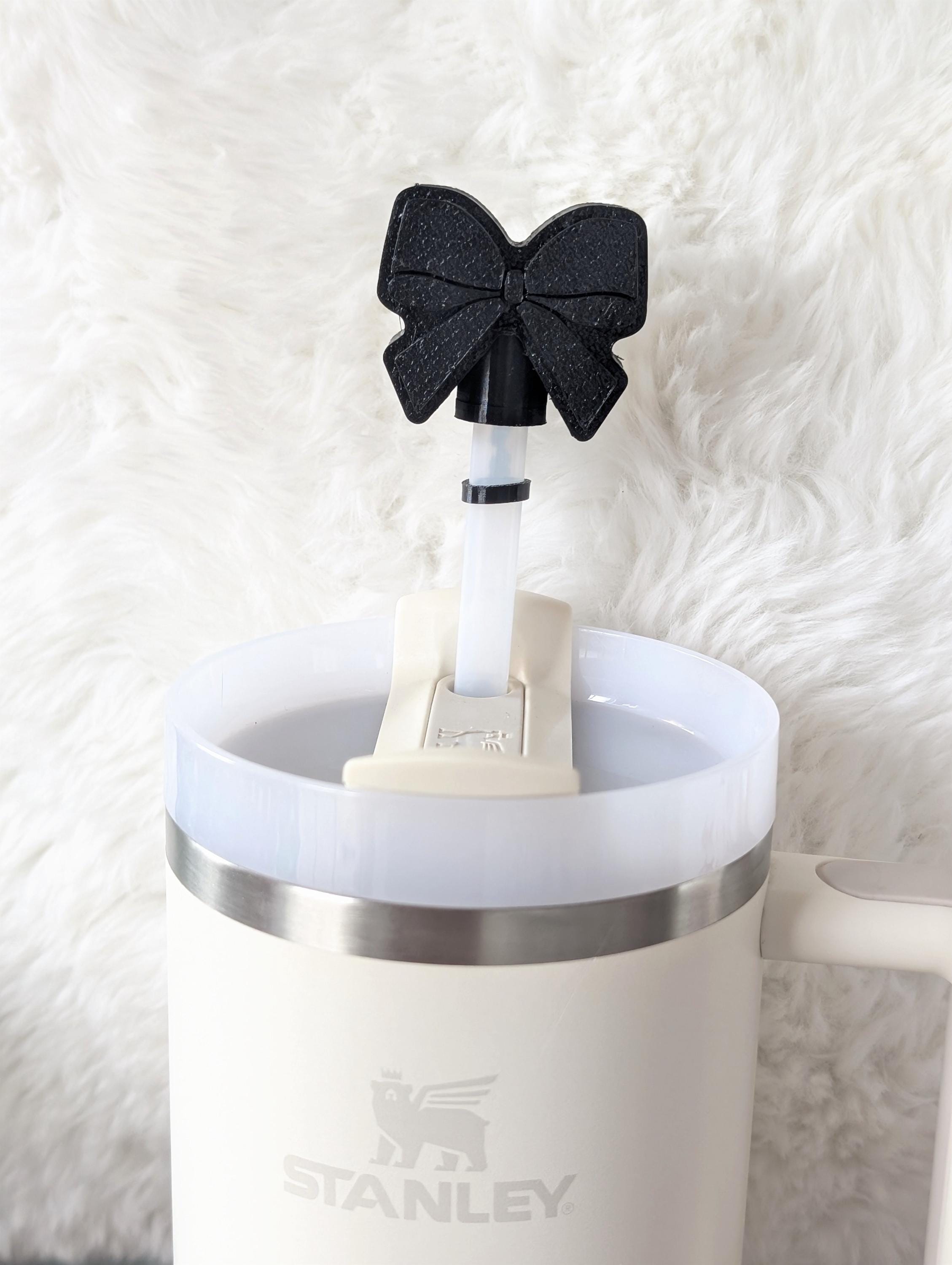 Black Bow Straw Cap Cover for Stanley Tumbler Accessories for Straw Topper Decor Cup 10mm Straw Buddy