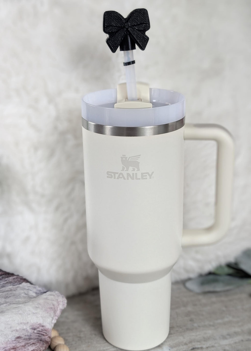 Black Bow Straw Cap Cover for Stanley Tumbler Accessories for Straw Topper Decor Cup 10mm Straw Buddy