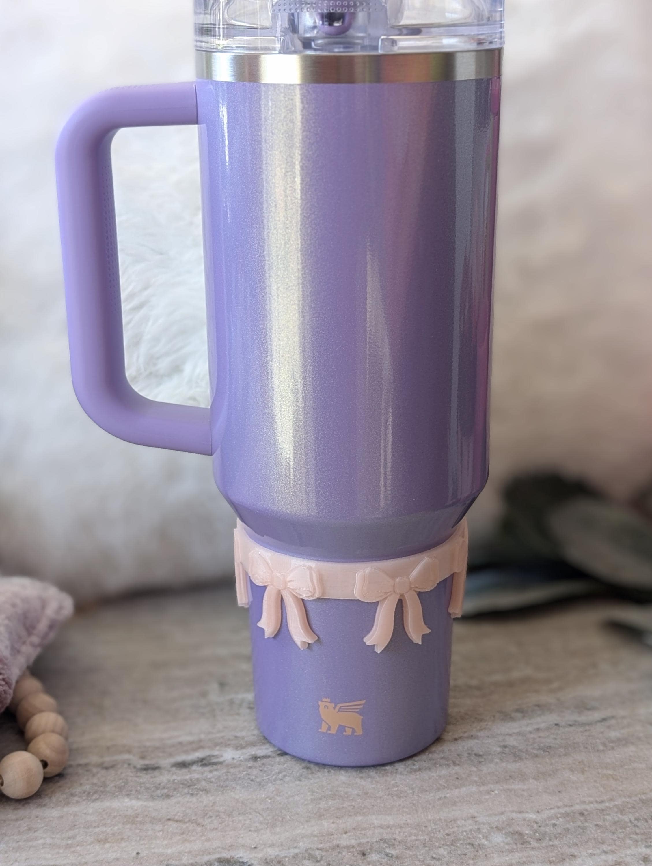 Light Pink Coquette Bow Bangle Cuff for Stanley Tumbler Accessory for Cup Bracelet Topper Decorative Decor Bling on Drink Cup Bow Dress up