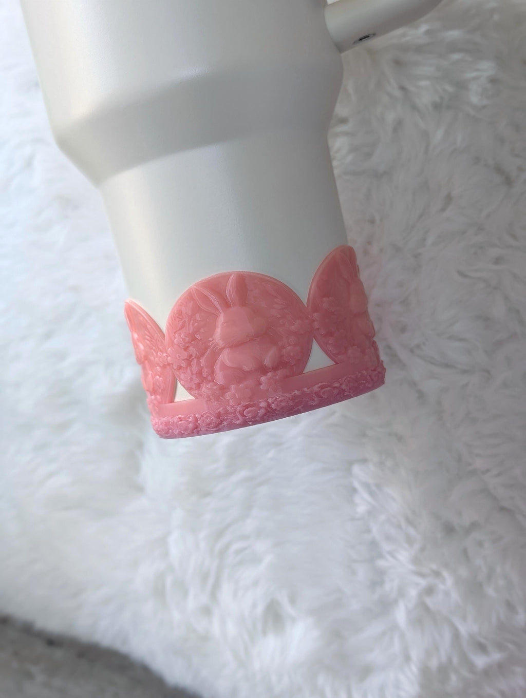 Spring Easter Bunny Tumbler Boot for Stanley, Tumbler Sleeve, 3D Printed Protective Boot, Spring flowers pink decor for Tumbler Cup
