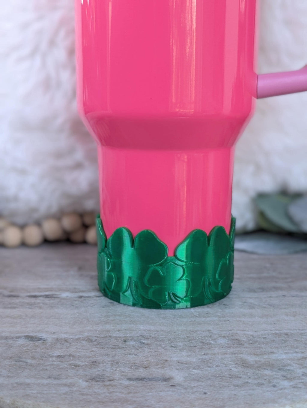 Shamrock Four Leaf Clover Tumbler Boot, Stanley, Emerald Sleeve for Tumbler, Tumbler Boot Sleeve, 3D Printed Protective boot for Stanley Cup