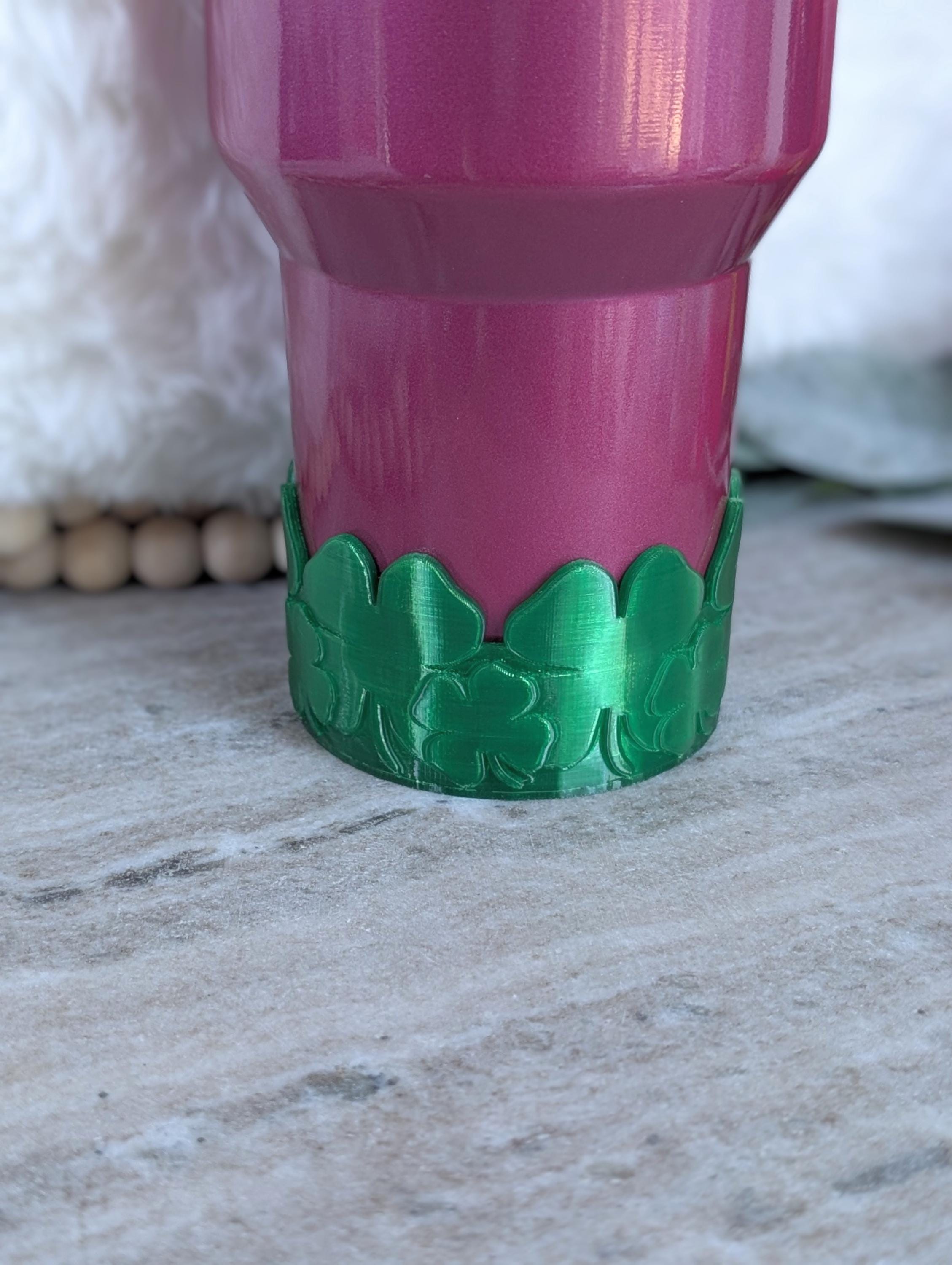 Shamrock Four Leaf Clover Tumbler Boot, Stanley, Emerald Sleeve for Tumbler, Tumbler Boot Sleeve, 3D Printed Protective boot for Stanley Cup