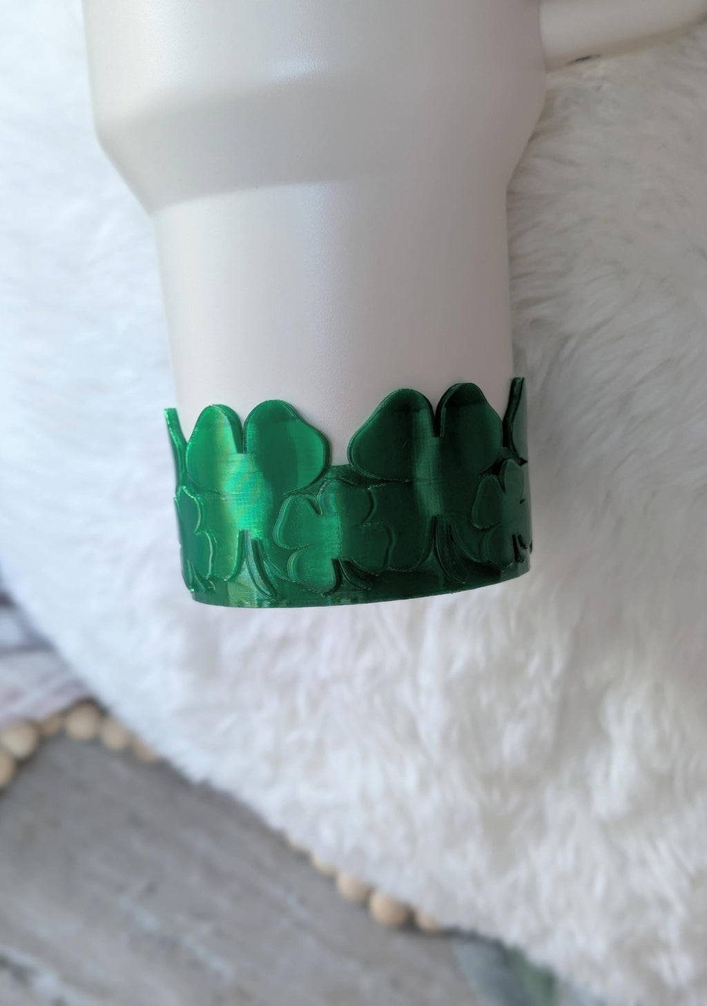 Shamrock Four Leaf Clover Tumbler Boot, Stanley, Emerald Sleeve for Tumbler, Tumbler Boot Sleeve, 3D Printed Protective boot for Stanley Cup