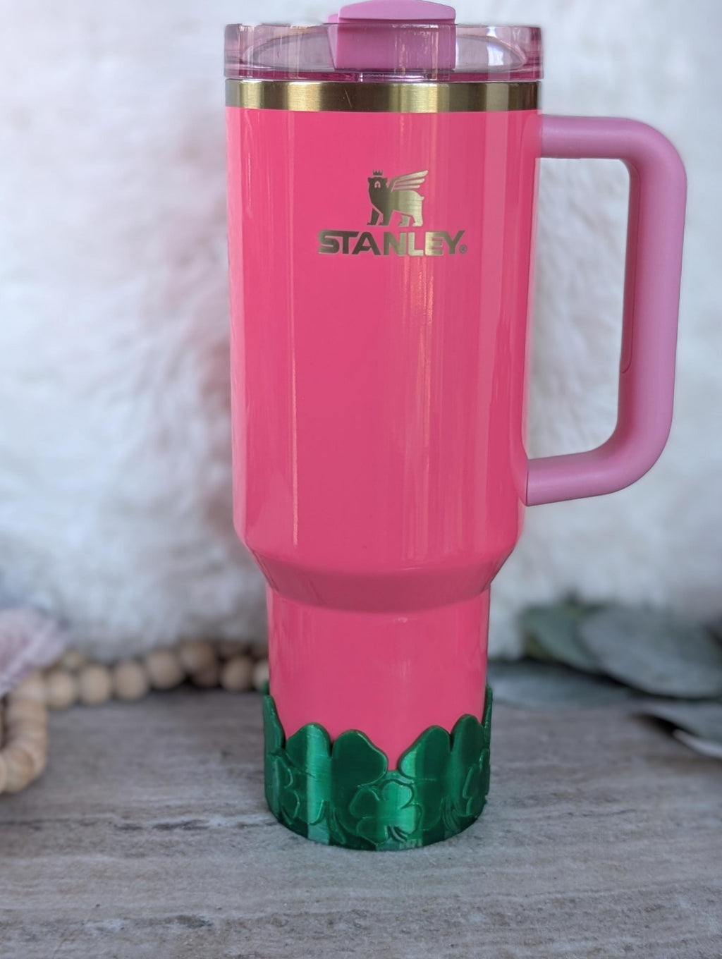 Shamrock Four Leaf Clover Tumbler Boot, Stanley, Emerald Sleeve for Tumbler, Tumbler Boot Sleeve, 3D Printed Protective boot for Stanley Cup
