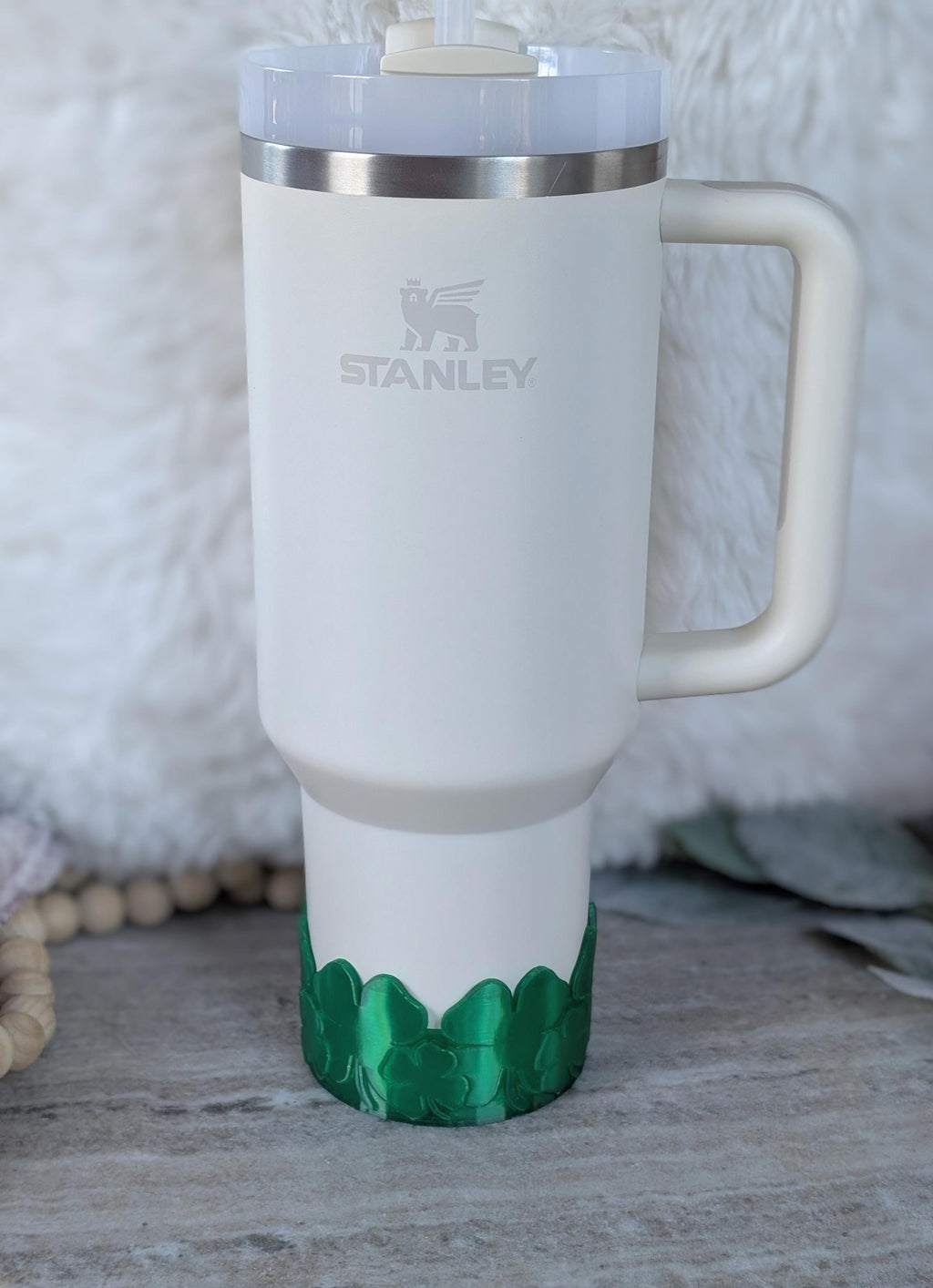 Shamrock Four Leaf Clover Tumbler Boot, Stanley, Emerald Sleeve for Tumbler, Tumbler Boot Sleeve, 3D Printed Protective boot for Stanley Cup