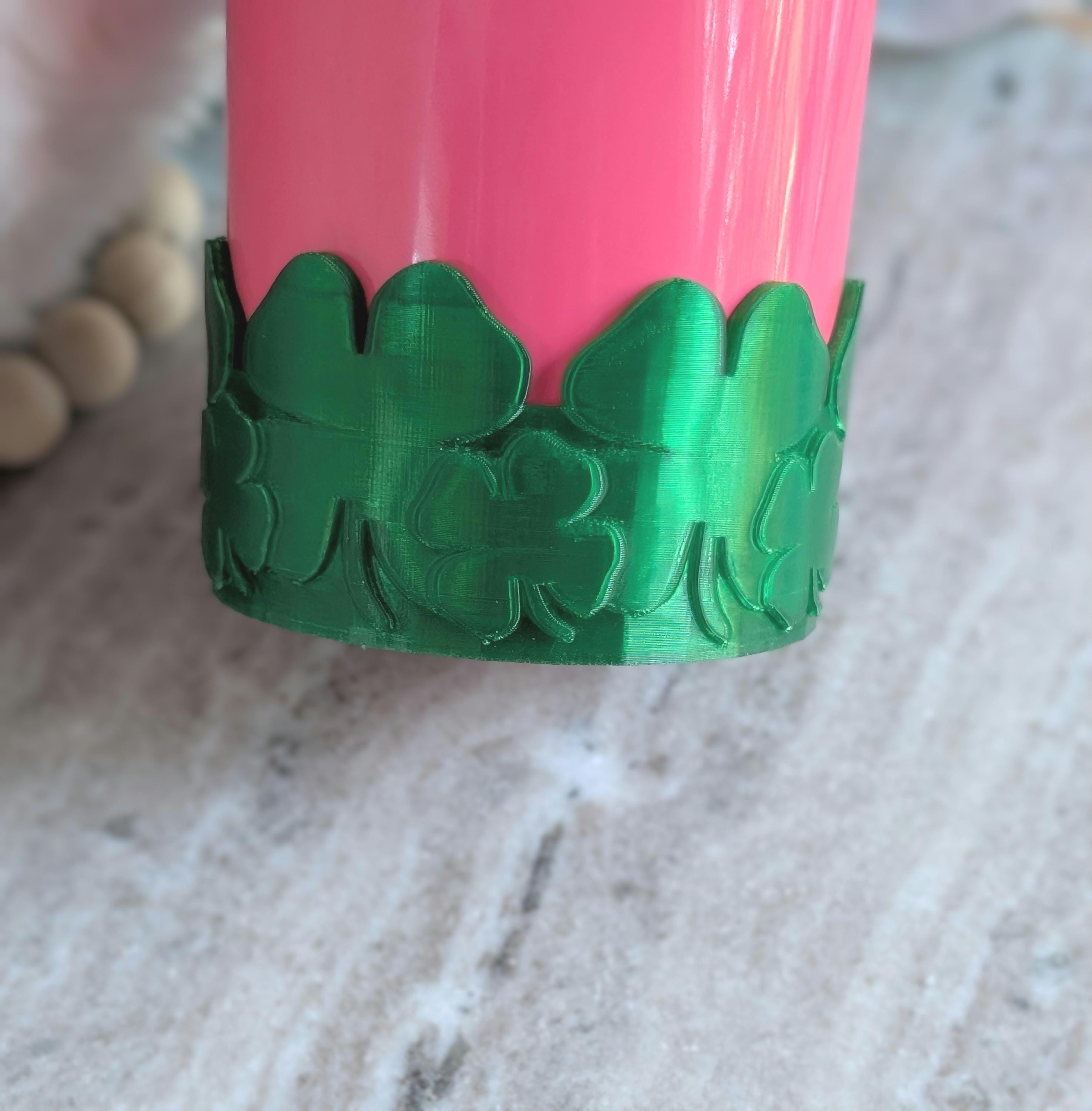 Shamrock Four Leaf Clover Tumbler Boot, Stanley, Emerald Sleeve for Tumbler, Tumbler Boot Sleeve, 3D Printed Protective boot for Stanley Cup