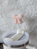 Light Pink Coquette Ribbon Bow Straw Cap Cover for Stanley Tumbler Accessories for Straw Topper Decor Cup 10mm Straw Buddy