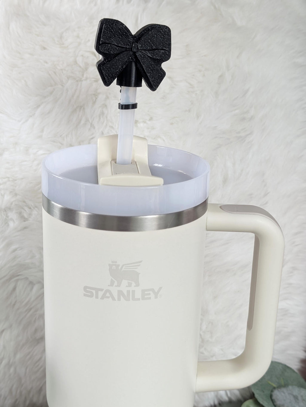 Black Bow Straw Cap Cover for Stanley Tumbler Accessories for Straw Topper Decor Cup 10mm Straw Buddy