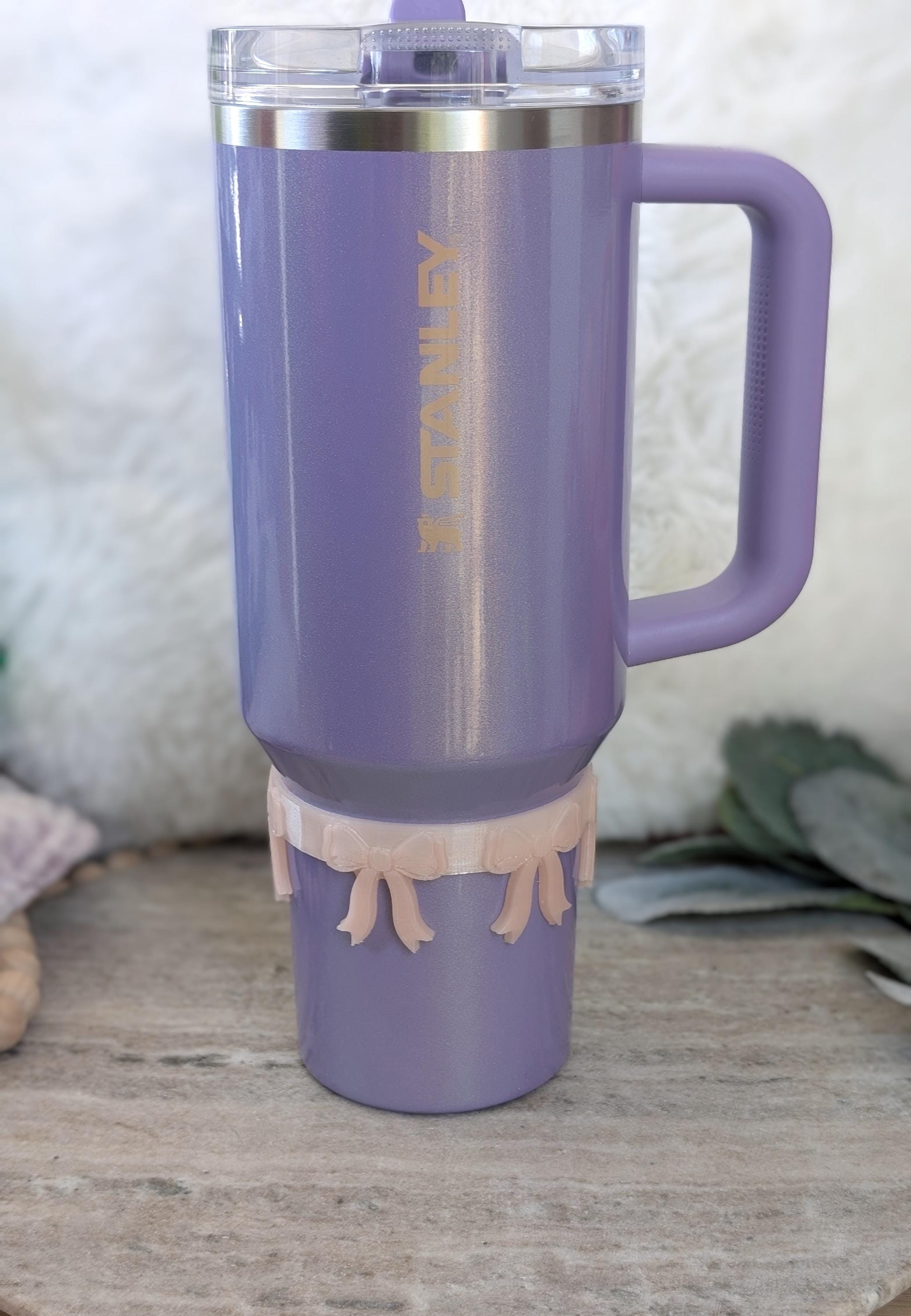 Light Pink Coquette Bow Bangle Cuff for Stanley Tumbler Accessory for Cup Bracelet Topper Decorative Decor Bling on Drink Cup Bow Dress up