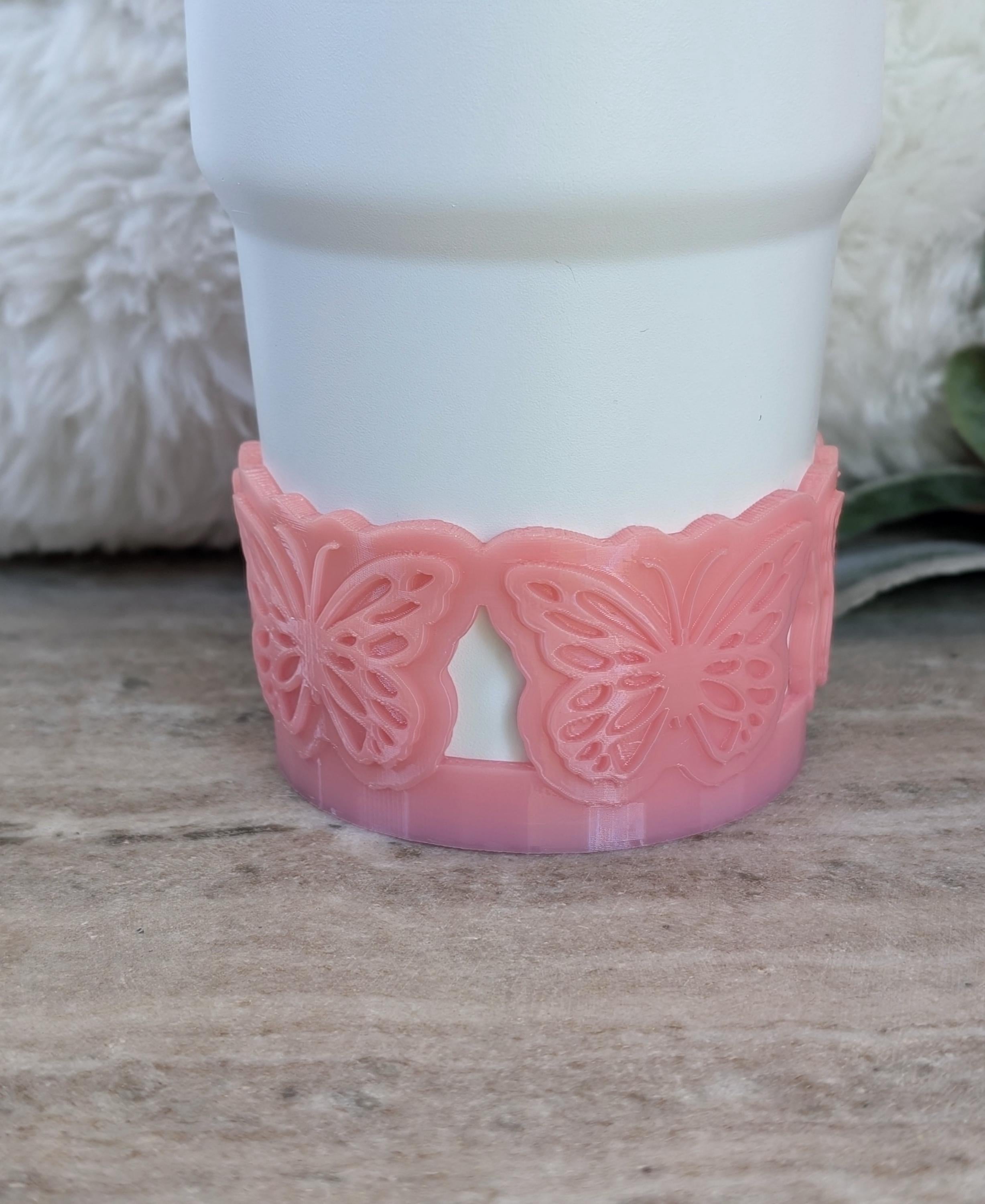 Pink Butterfly Tumbler Boot, Butterfly Tumbler Sleeve, Tumbler Sleeve, 3D Printed Stanley, Simply Modern, 14 30 40 Stanley Boot, 32oz Owala