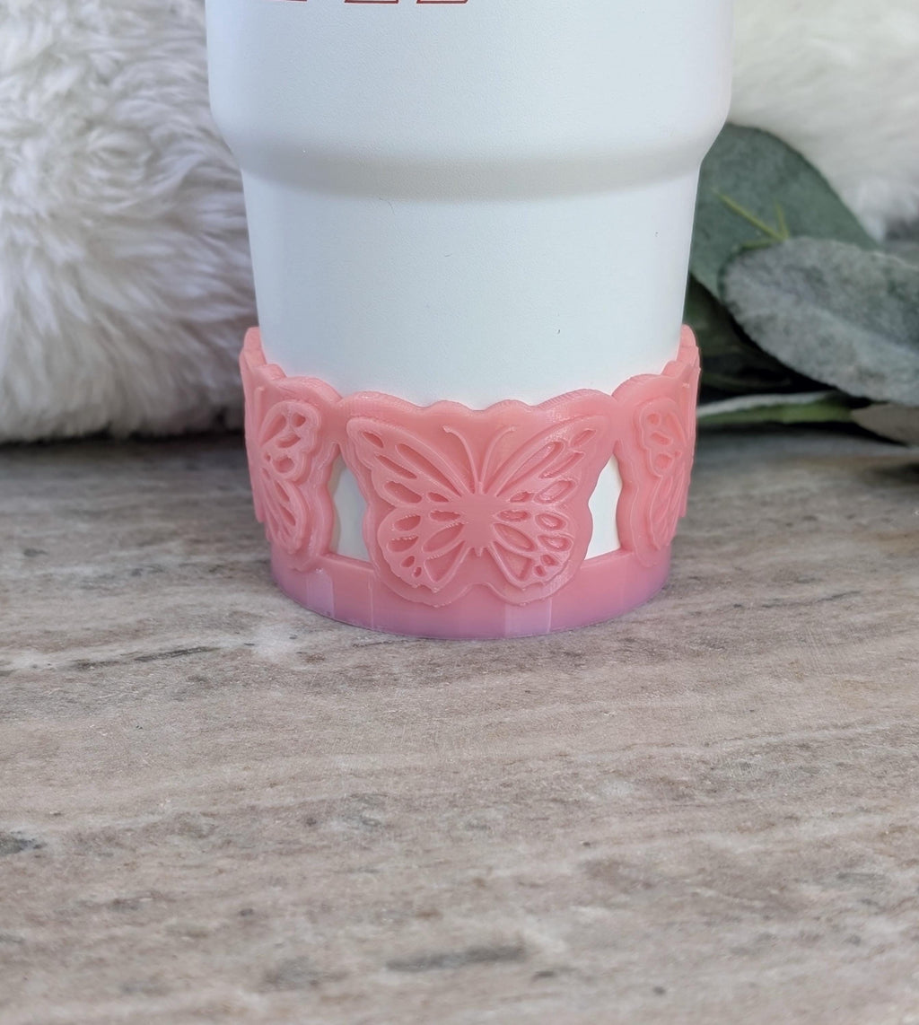Pink Butterfly Tumbler Boot, Butterfly Tumbler Sleeve, Tumbler Sleeve, 3D Printed Stanley, Simply Modern, 14 30 40 Stanley Boot, 32oz Owala
