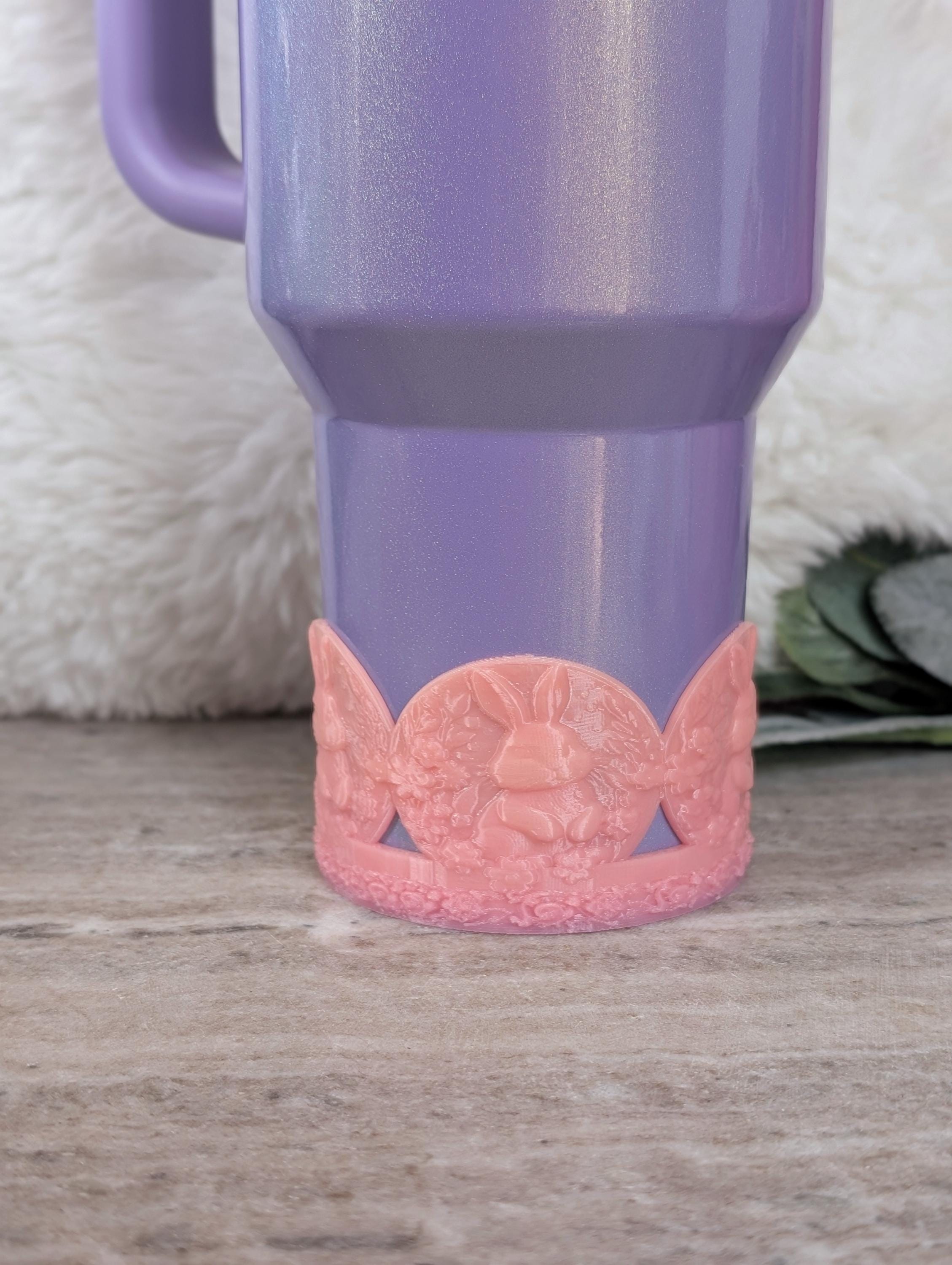 Spring Easter Bunny Tumbler Boot for Stanley, Tumbler Sleeve, 3D Printed Protective Boot, Spring flowers pink decor for Tumbler Cup