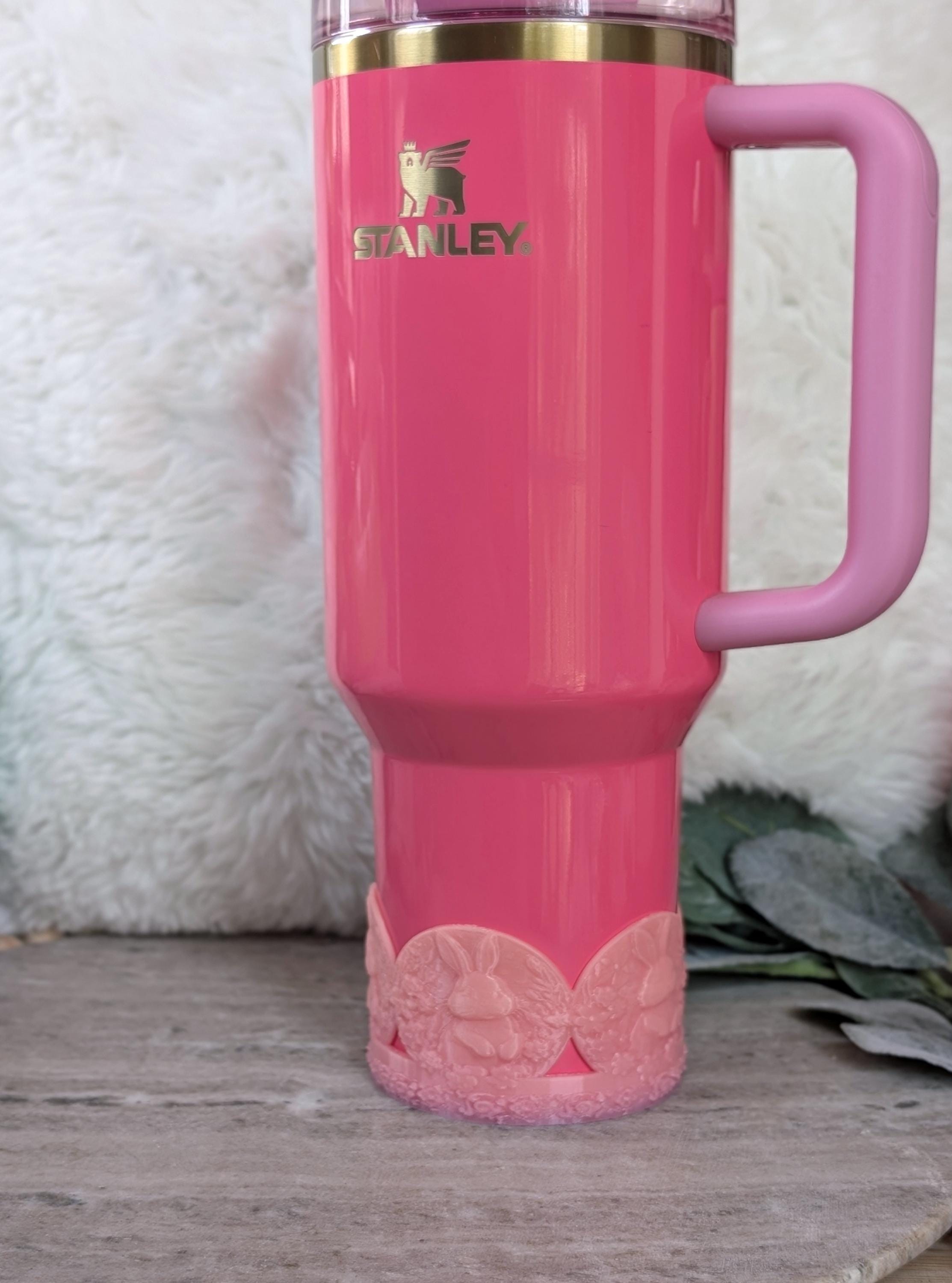 Spring Easter Bunny Tumbler Boot for Stanley, Tumbler Sleeve, 3D Printed Protective Boot, Spring flowers pink decor for Tumbler Cup