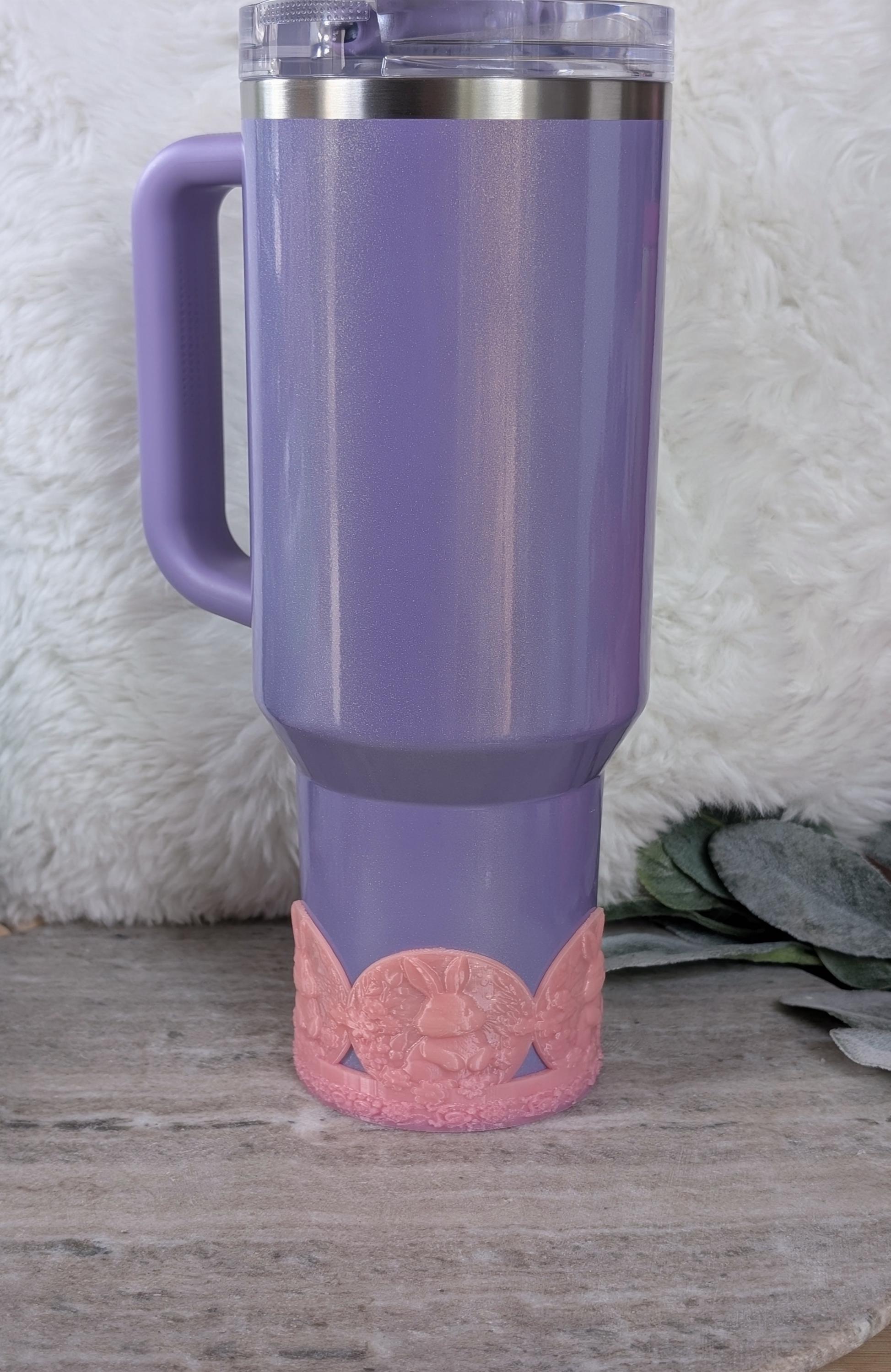 Spring Easter Bunny Tumbler Boot for Stanley, Tumbler Sleeve, 3D Printed Protective Boot, Spring flowers pink decor for Tumbler Cup