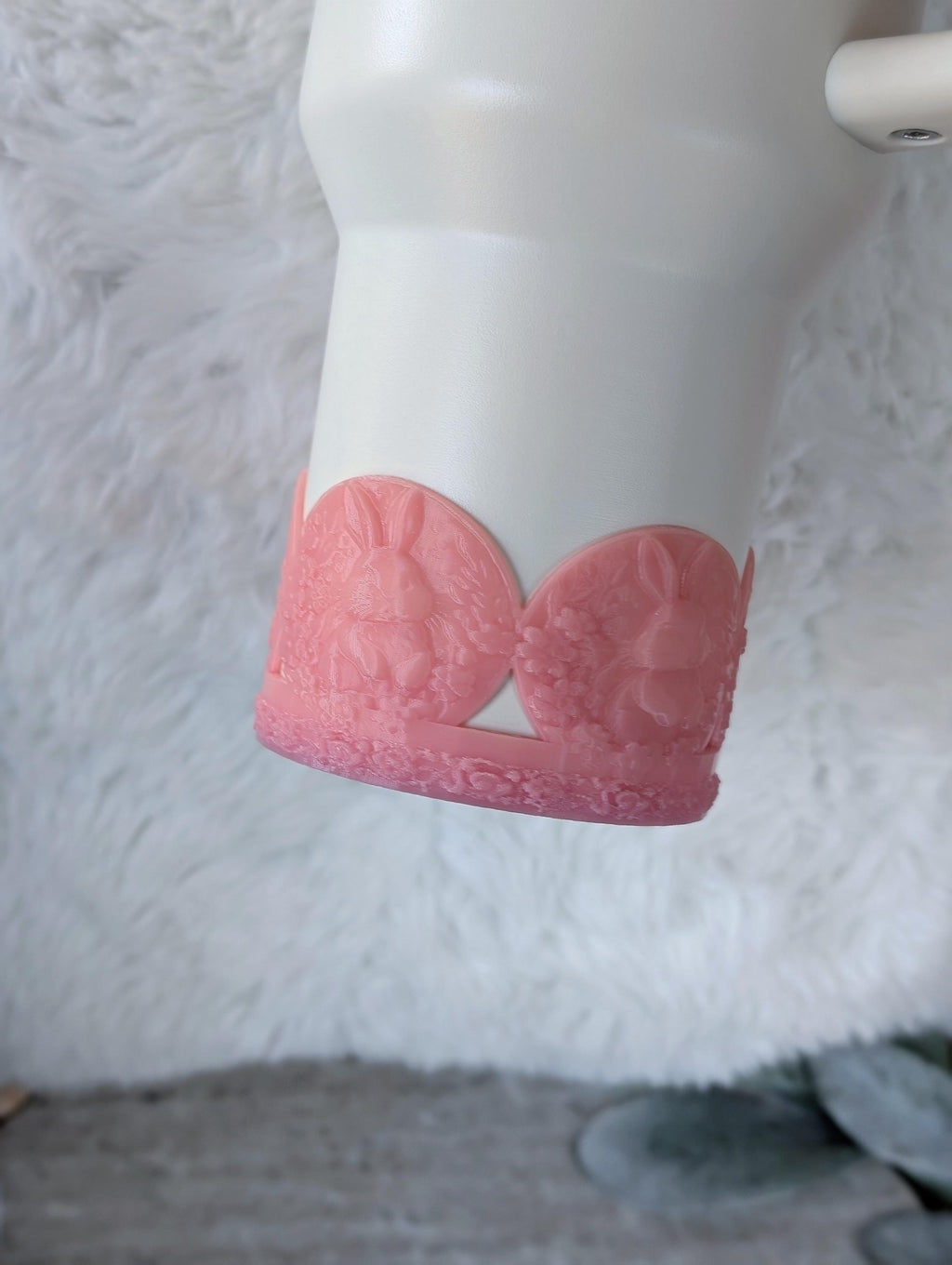 Spring Easter Bunny Tumbler Boot for Stanley, Tumbler Sleeve, 3D Printed Protective Boot, Spring flowers pink decor for Tumbler Cup