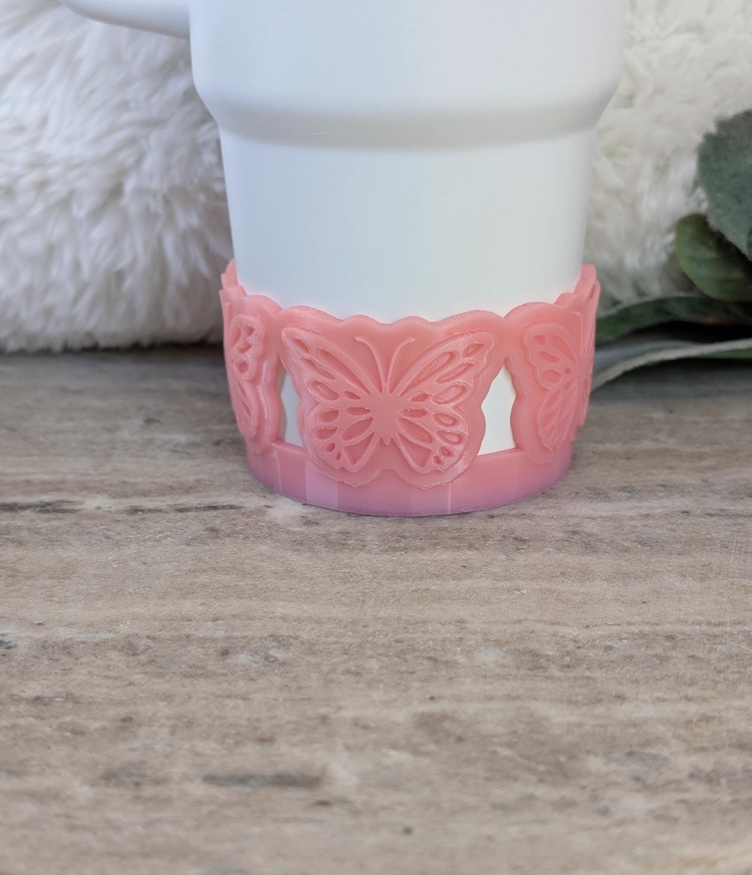 Pink Butterfly Tumbler Boot, Butterfly Tumbler Sleeve, Tumbler Sleeve, 3D Printed Stanley, Simply Modern, 14 30 40 Stanley Boot, 32oz Owala
