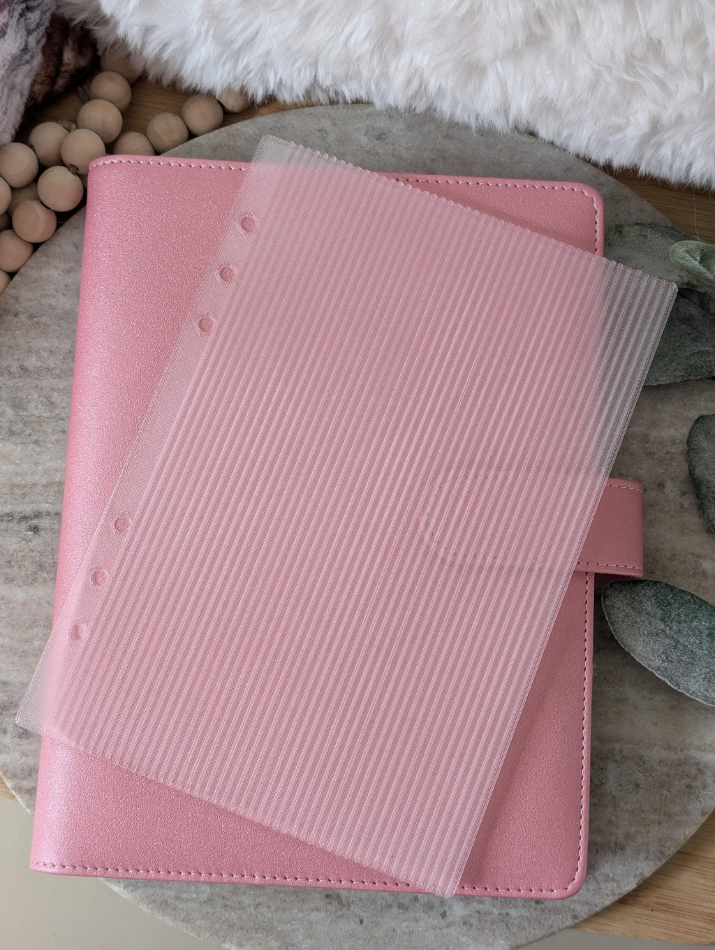 Fluted Dashboard Light Pink Frosted Design Decor for Planner Insert for A6 Personal A5 planner binders 3d Printed Clear Insert Dividers