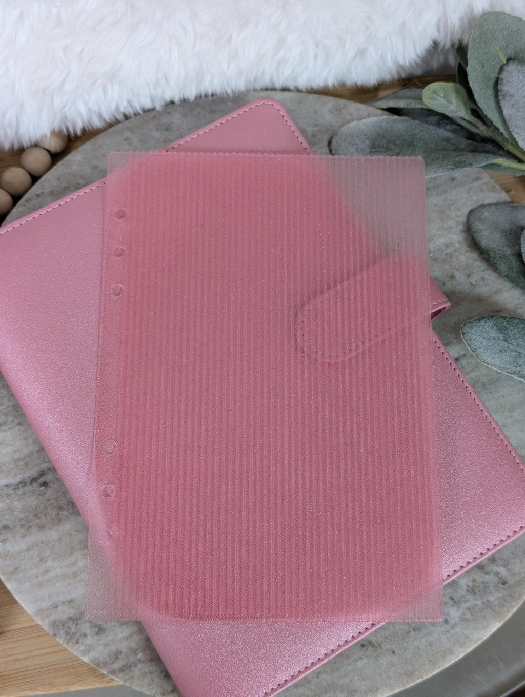 Fluted Dashboard Glitter Pink Frosted Design Decor for Planner Insert for A6 Personal A5 planner binders 3d Printed Clear Insert Dividers