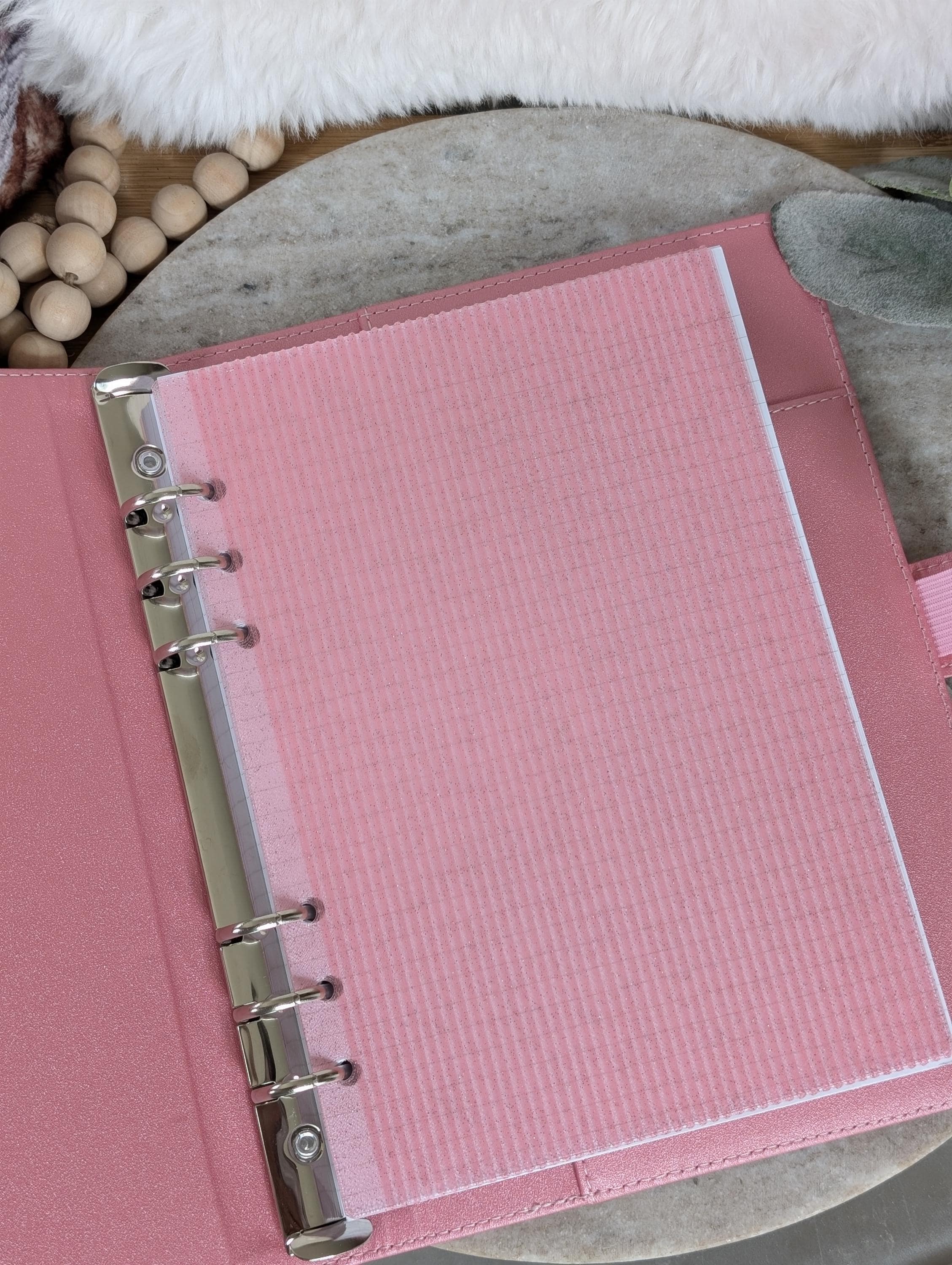 Fluted Dashboard Glitter Pink Frosted Design Decor for Planner Insert for A6 Personal A5 planner binders 3d Printed Clear Insert Dividers