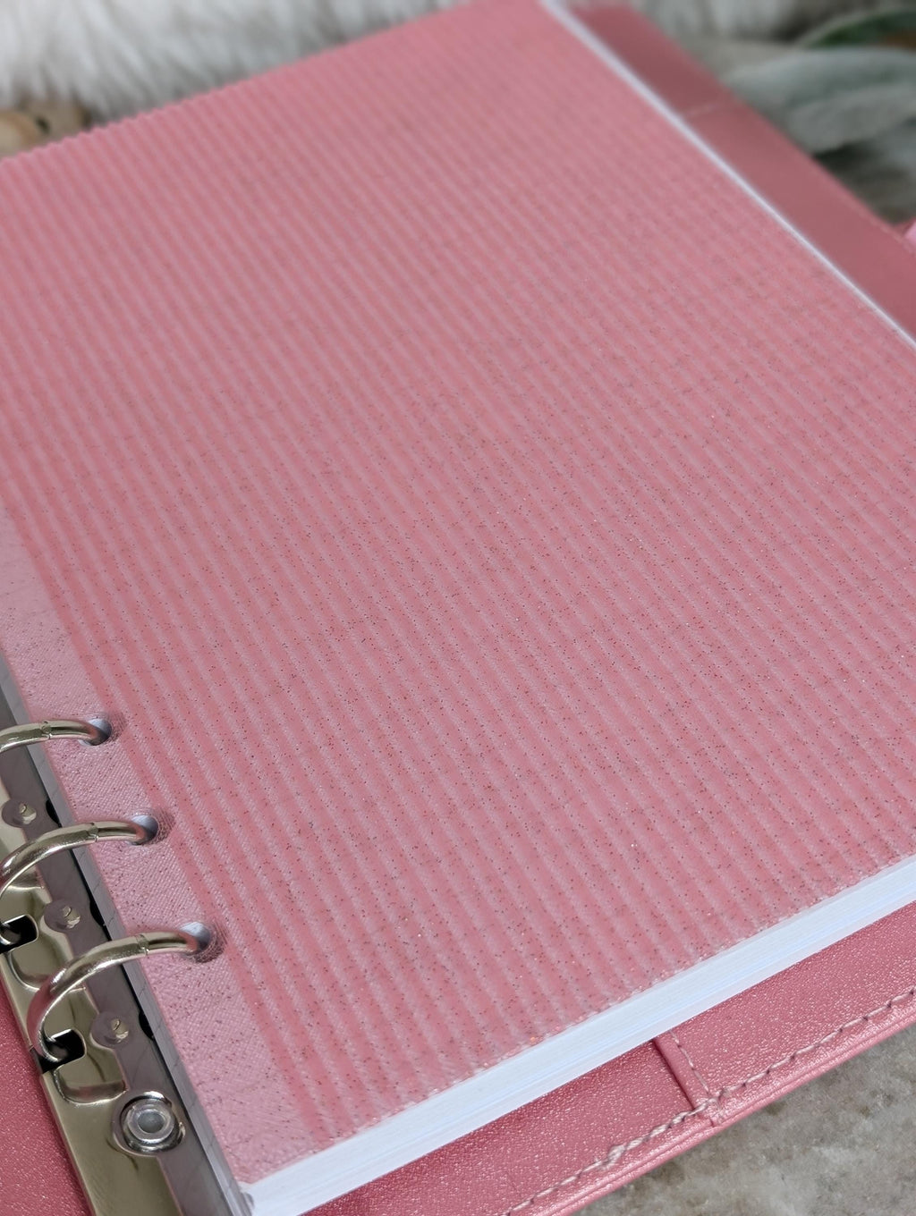 Fluted Dashboard Glitter Pink Frosted Design Decor for Planner Insert for A6 Personal A5 planner binders 3d Printed Clear Insert Dividers
