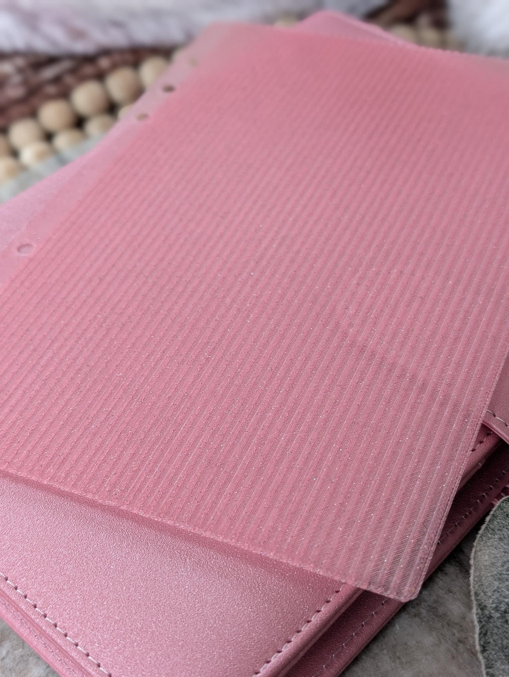 Fluted Dashboard Glitter Pink Frosted Design Decor for Planner Insert for A6 Personal A5 planner binders 3d Printed Clear Insert Dividers