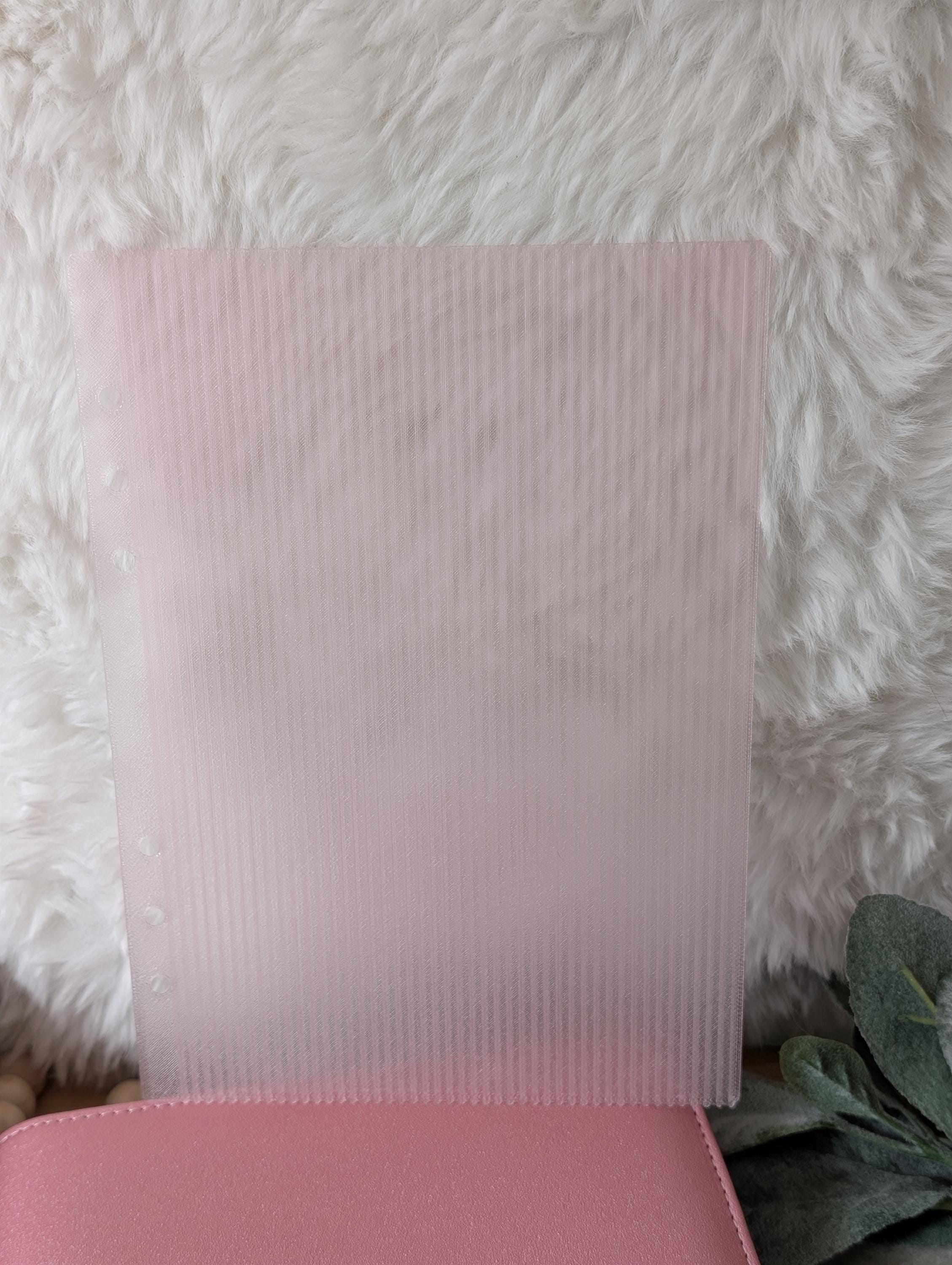Fluted Dashboard Light Pink Frosted Design Decor for Planner Insert for A6 Personal A5 planner binders 3d Printed Clear Insert Dividers