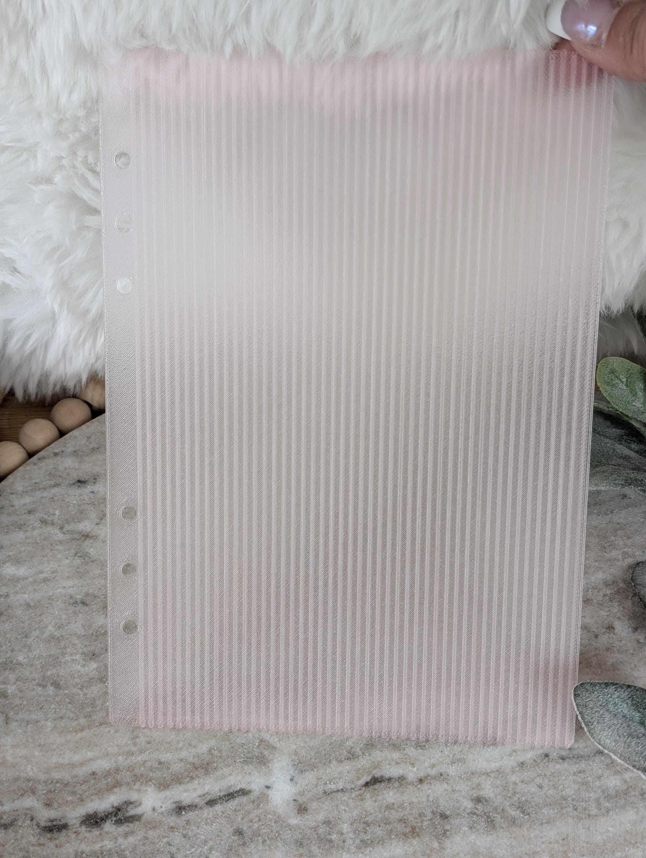 Fluted Dashboard Light Pink Frosted Design Decor for Planner Insert for A6 Personal A5 planner binders 3d Printed Clear Insert Dividers