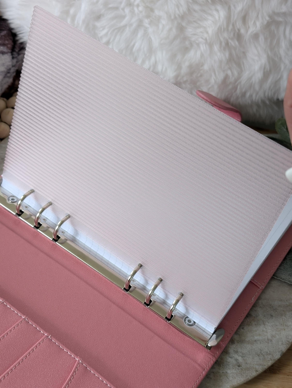 Fluted Dashboard Light Pink Frosted Design Decor for Planner Insert for A6 Personal A5 planner binders 3d Printed Clear Insert Dividers