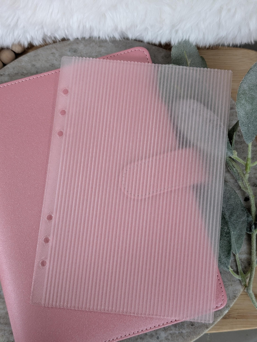 Fluted Dashboard Light Pink Frosted Design Decor for Planner Insert for A6 Personal A5 planner binders 3d Printed Clear Insert Dividers