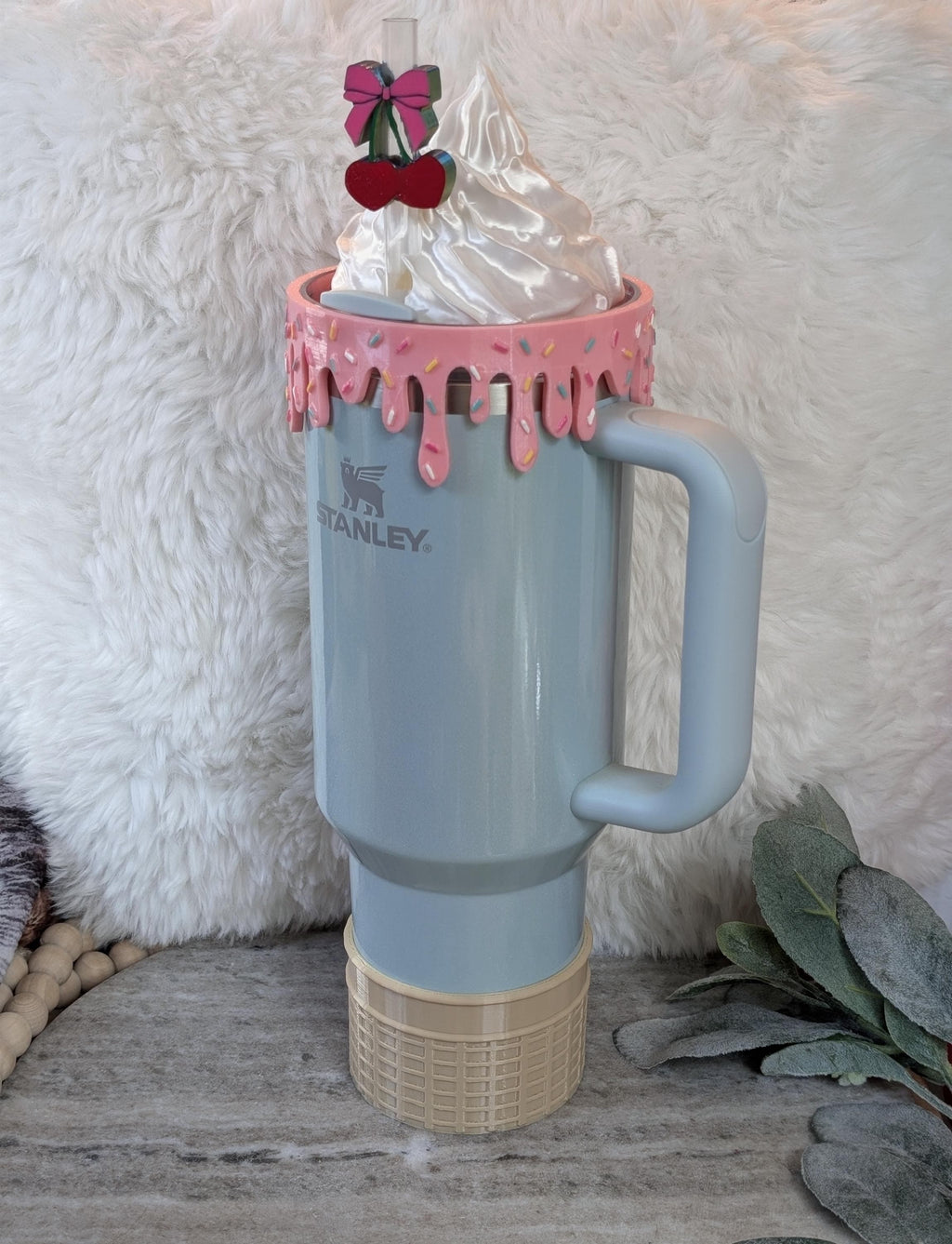 Ice Cream Cone Themed Tumbler Set for Stanley Tumbler Accessories for Lid Topper Decor Cup Protective Sleeve New Unique Design Sprinkles