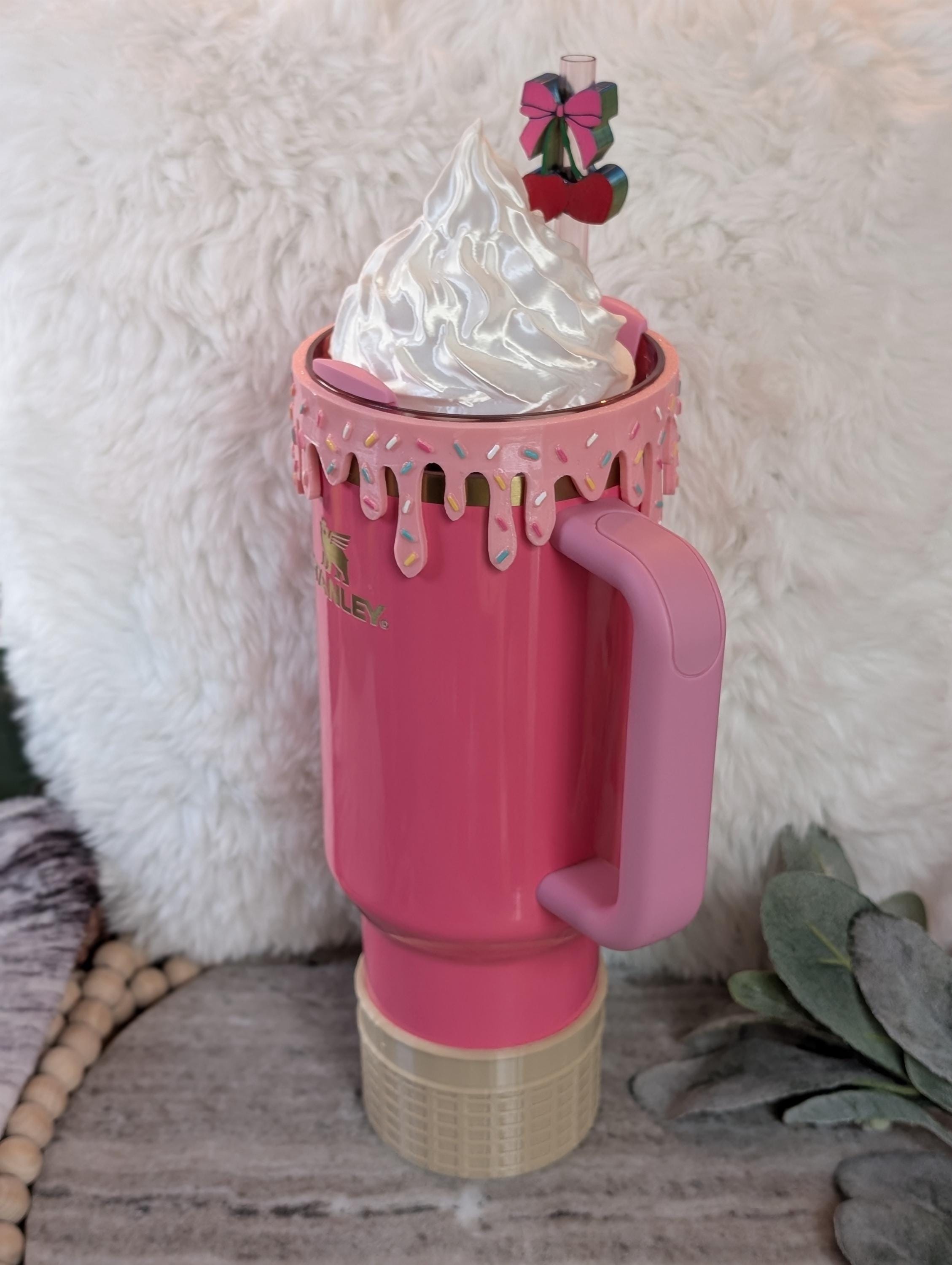 Ice Cream Cone Themed Tumbler Set for Stanley Tumbler Accessories for Lid Topper Decor Cup Protective Sleeve New Unique Design Sprinkles