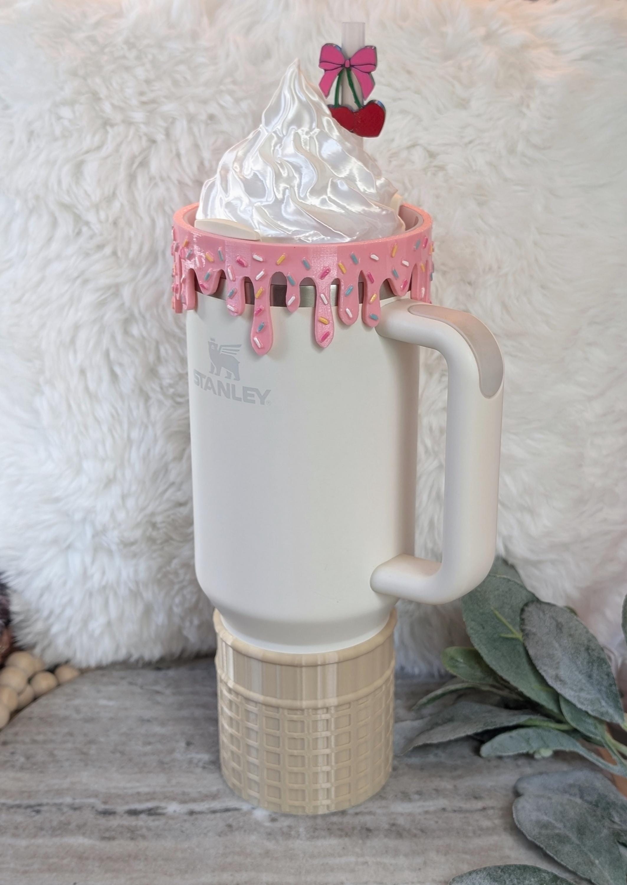 Ice Cream Cone Themed Tumbler Set for Stanley Tumbler Accessories for Lid Topper Decor Cup Protective Sleeve New Unique Design Sprinkles