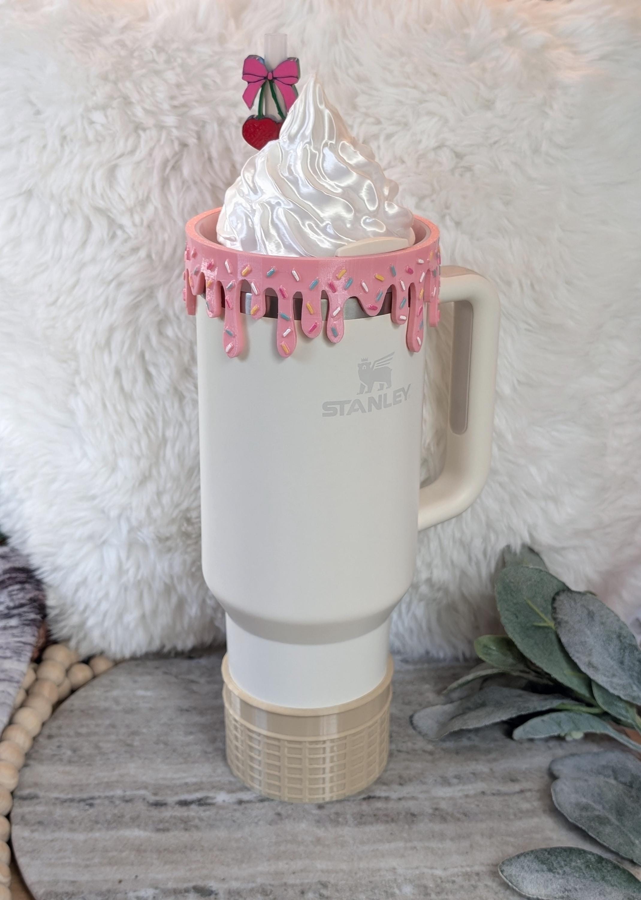 Ice Cream Cone Themed Tumbler Set for Stanley Tumbler Accessories for Lid Topper Decor Cup Protective Sleeve New Unique Design Sprinkles