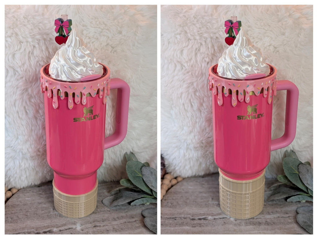 Ice Cream Cone Themed Tumbler Set for Stanley Tumbler Accessories for Lid Topper Decor Cup Protective Sleeve New Unique Design Sprinkles