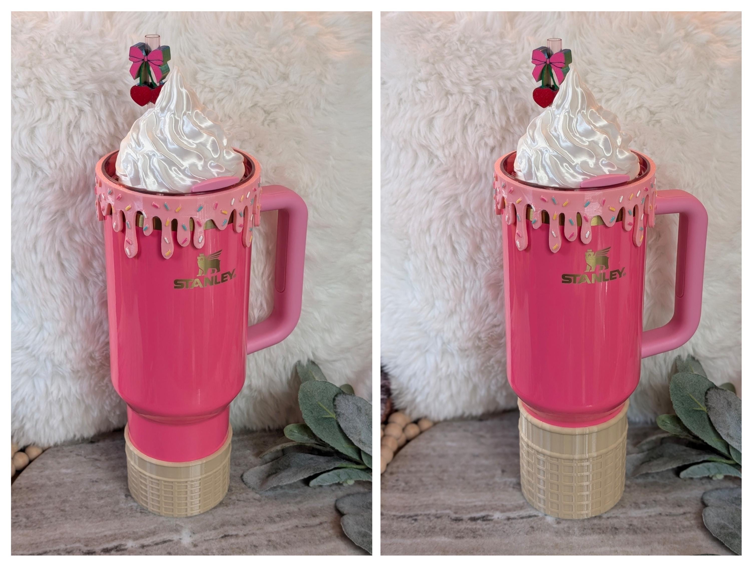 Ice Cream Cone Themed Tumbler Set for Stanley Tumbler Accessories for Lid Topper Decor Cup Protective Sleeve New Unique Design Sprinkles