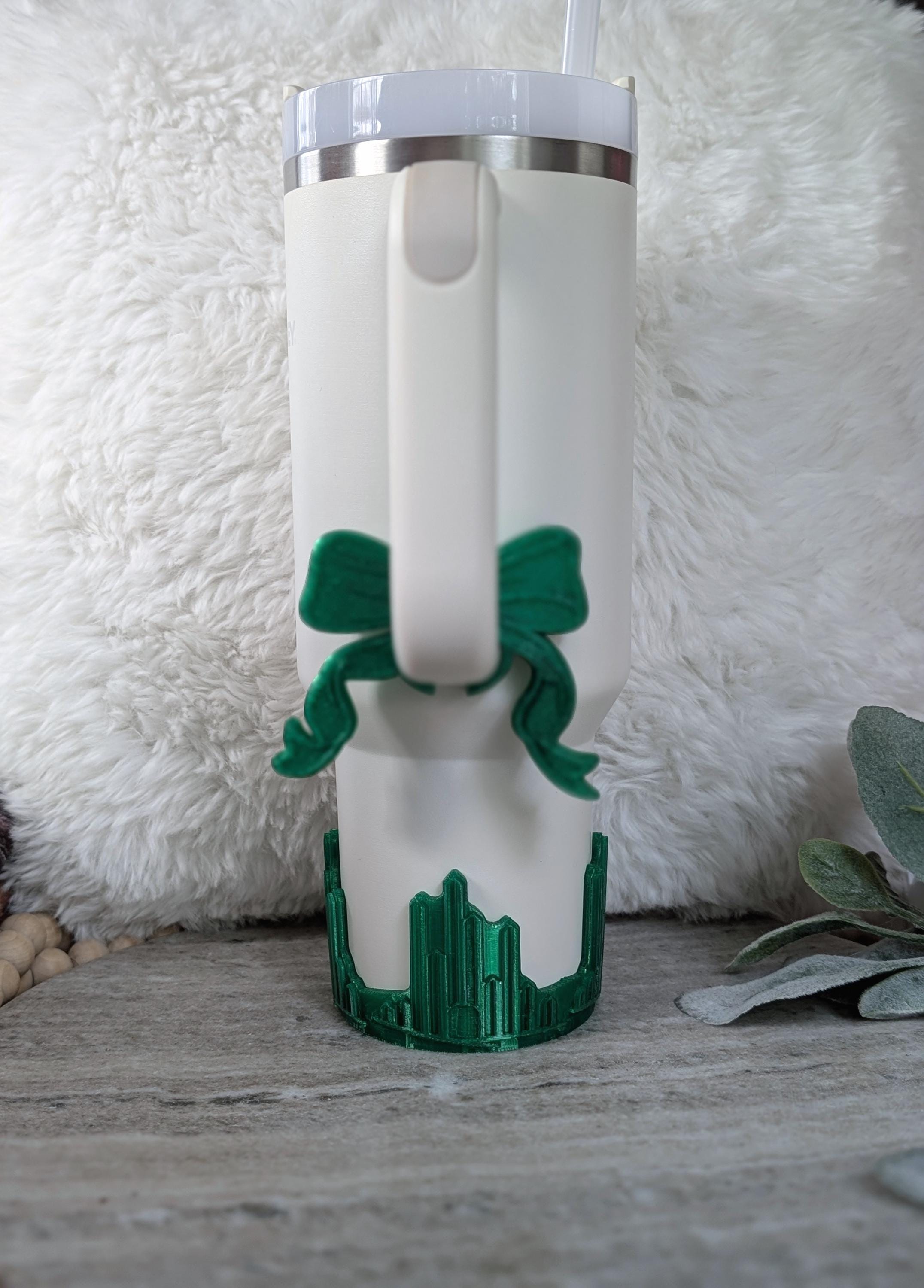 Emerald Color City Tumbler Boot or Bow Handle Cuff for Tumbler Boot Sleeve, 3D Printed, Protective, Wicked Good Witch Glass Castle