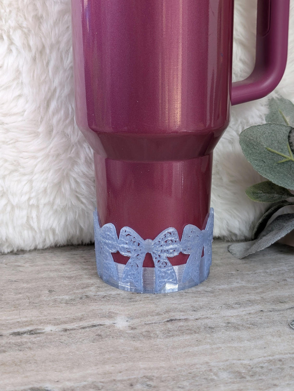Ice Blue Swirl Lace Ribbon Bow Tumbler Boot 40oz 30oz Stanley Clear Sleeve for Tumbler Protective Boot Sleeve 3D Printed Coquette Toile